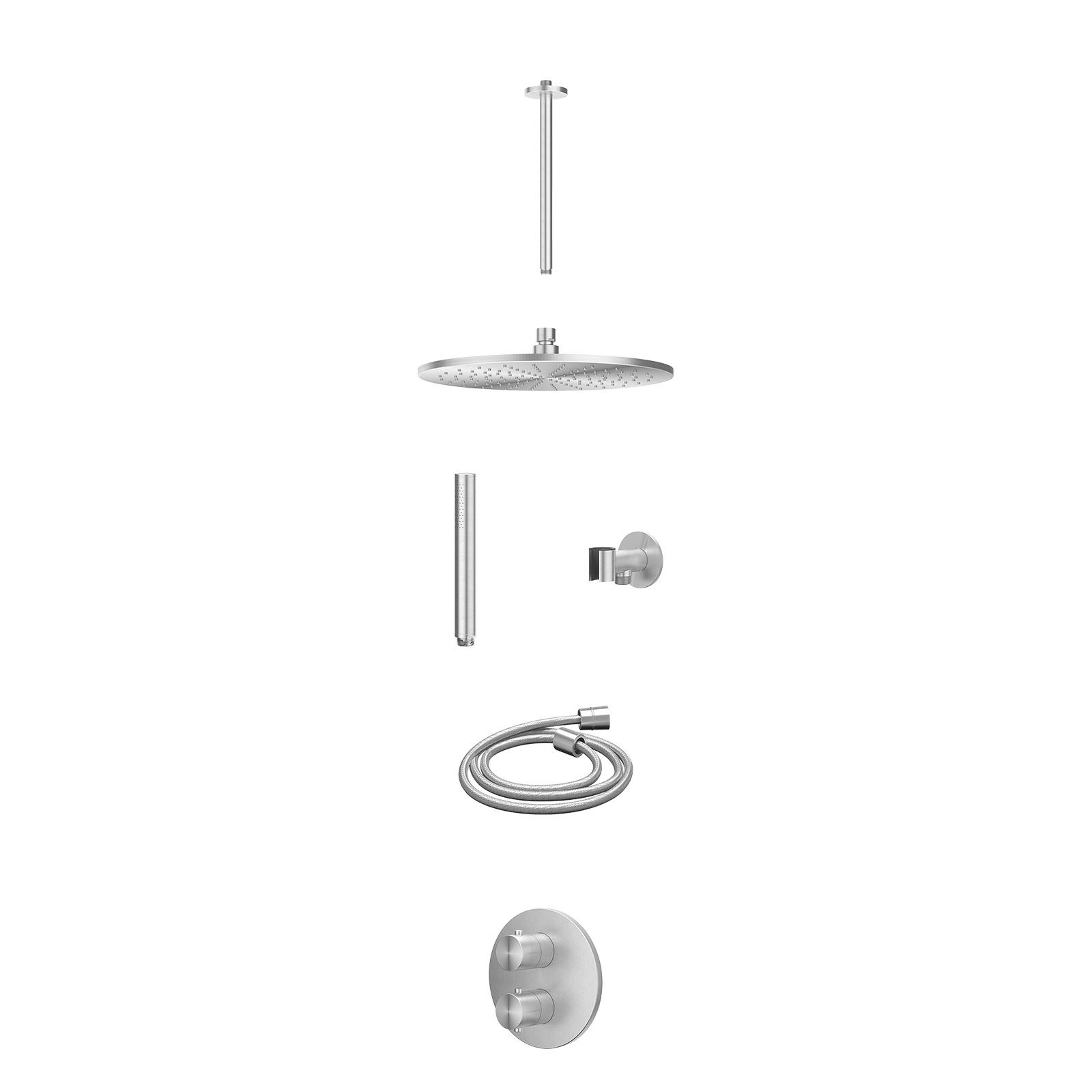 IVY Concord Regendoucheset inbouw 2-weg RVS316 - 30cm medium - plafond 30cm - glijstang - staafhanddouche - excl. inbouwbox - RVS geborsteld