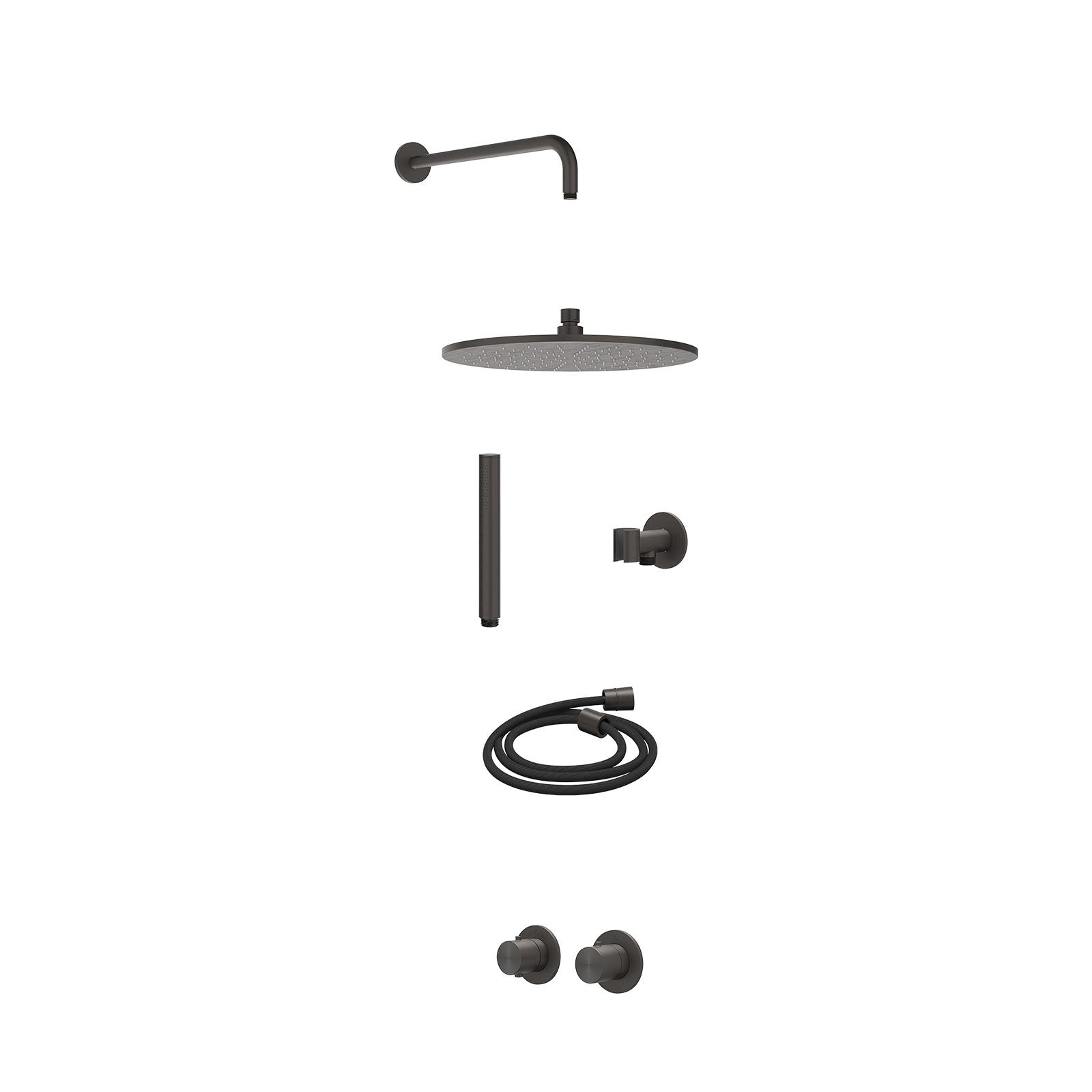 IVY Concord Regendoucheset inbouw symmetry 2-weg RVS316 - 30cm medium - wandarm 40cm - glijstang - staafhanddouche - excl. inbouwbox - Geborsteld carbon black