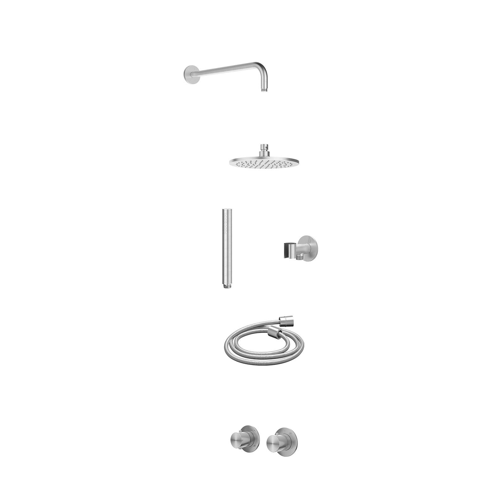 IVY Concord Regendoucheset inbouw symmetry 2-weg RVS316 - 20cm medium - wandarm 40cm - glijstang - staafhanddouche - excl. inbouwbox - RVS geborsteld