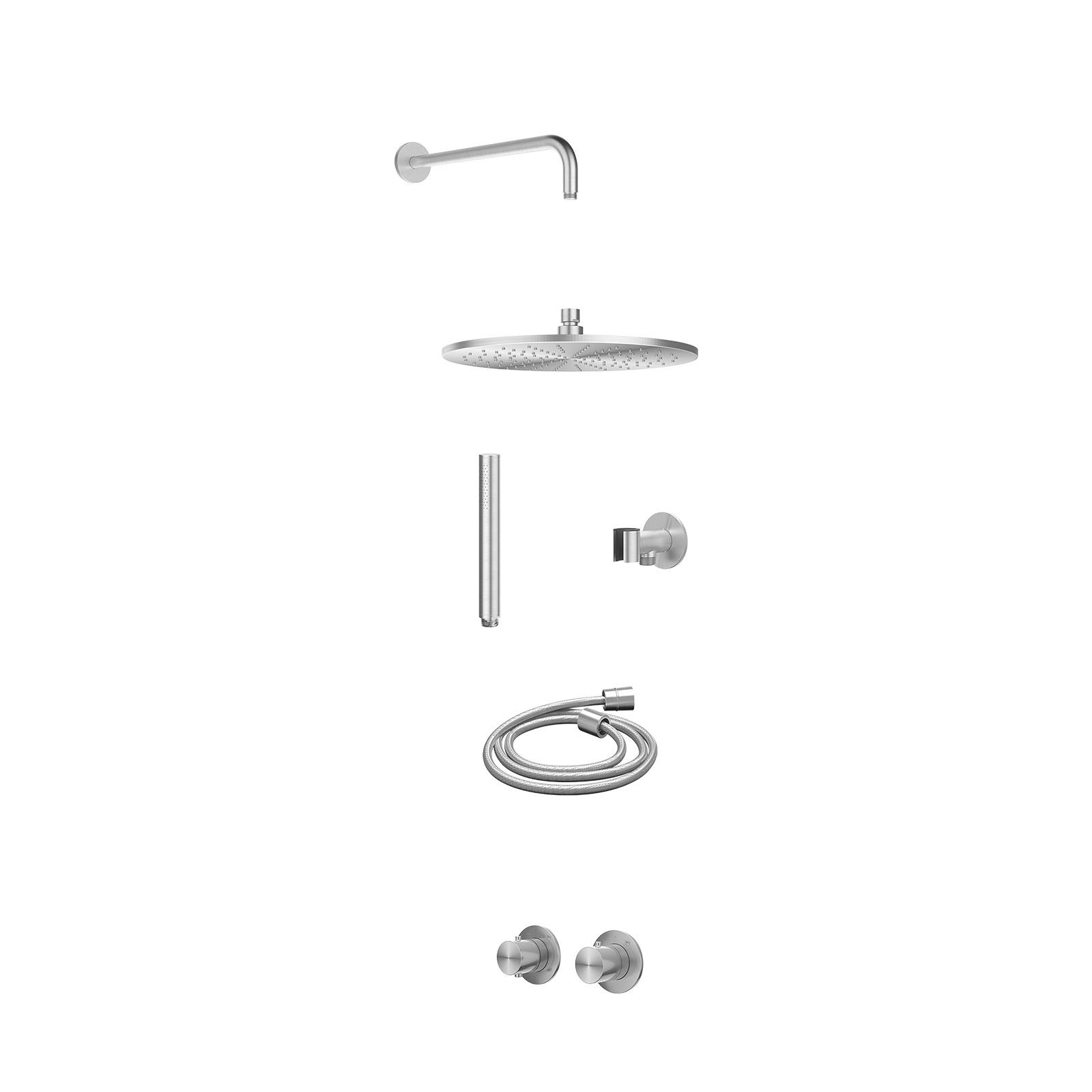 IVY Concord Regendoucheset inbouw symmetry 2-weg RVS316 - 30cm medium - wandarm 40cm - glijstang - staafhanddouche - excl. inbouwbox - RVS geborsteld