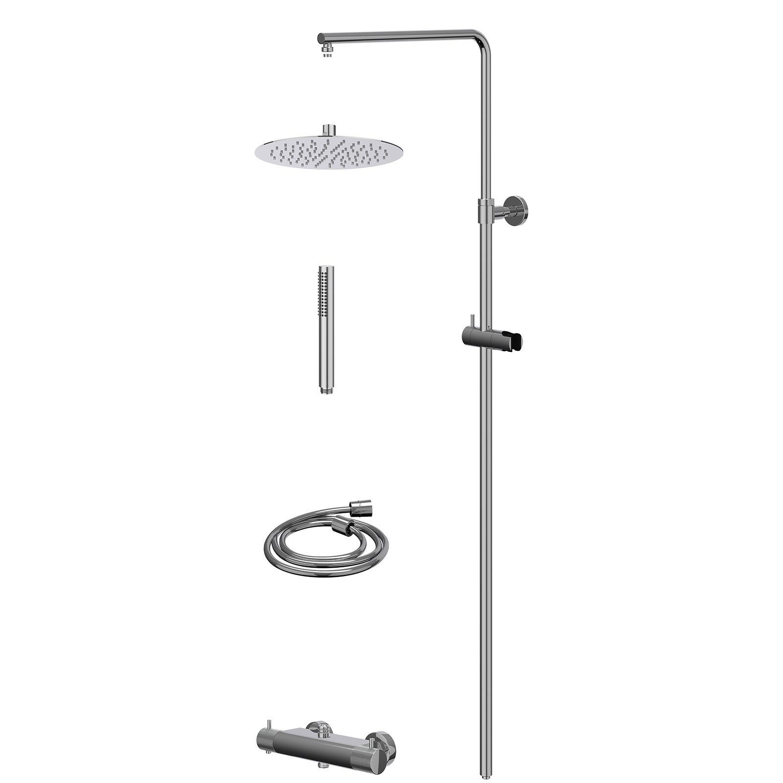 IVY Nexus Regendoucheset opbouw thermostaat - 25cm slim - staafhanddouche - Chroom
