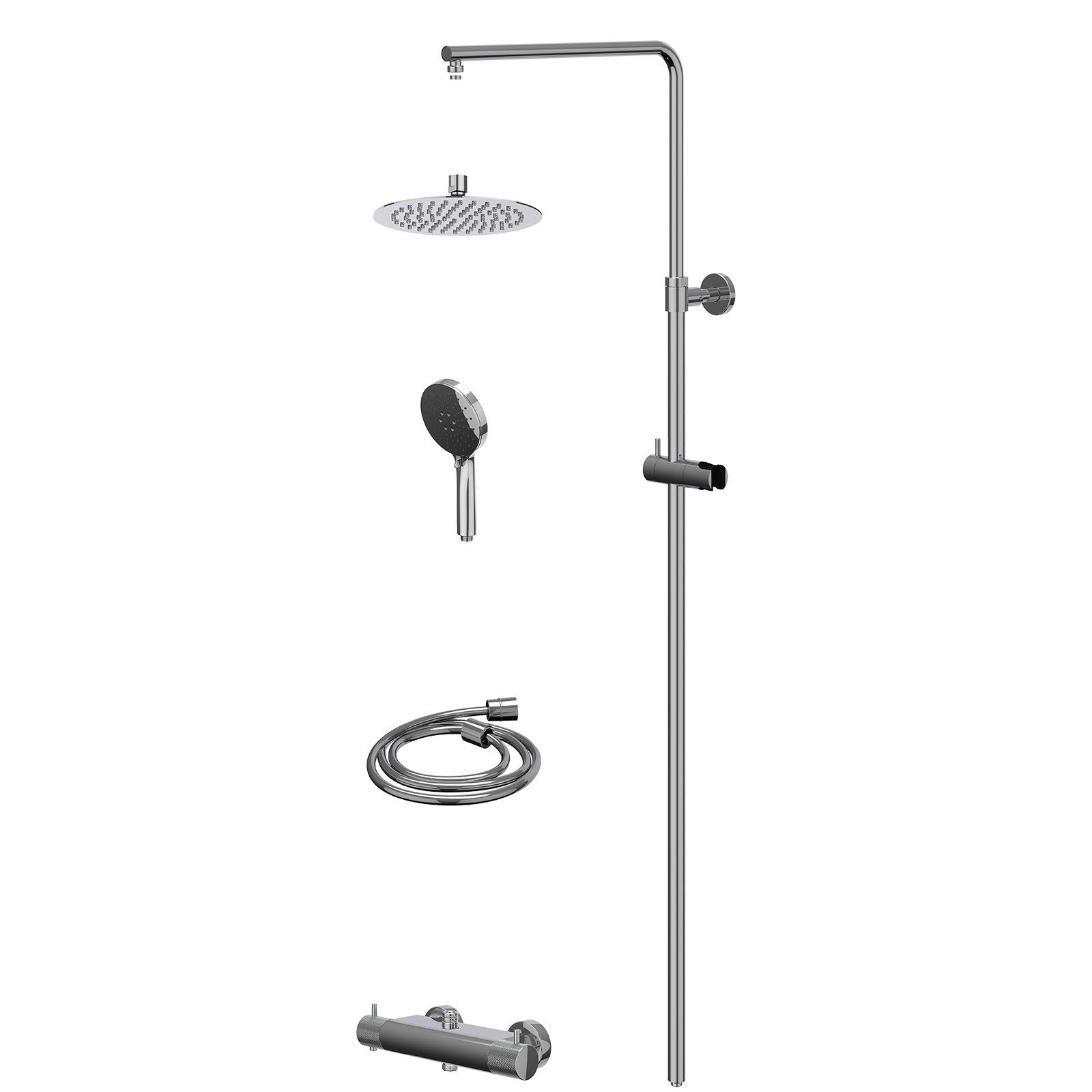 IVY Nexus Regendoucheset opbouw thermostaat - 20cm slim - 3-standen - Chroom