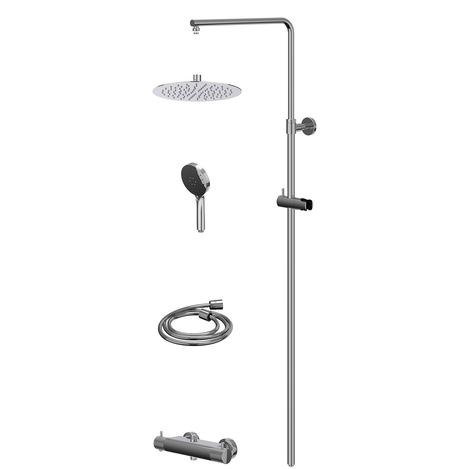 IVY Nexus Regendoucheset opbouw thermostaat - 25cm slim - 3-standen - Chroom