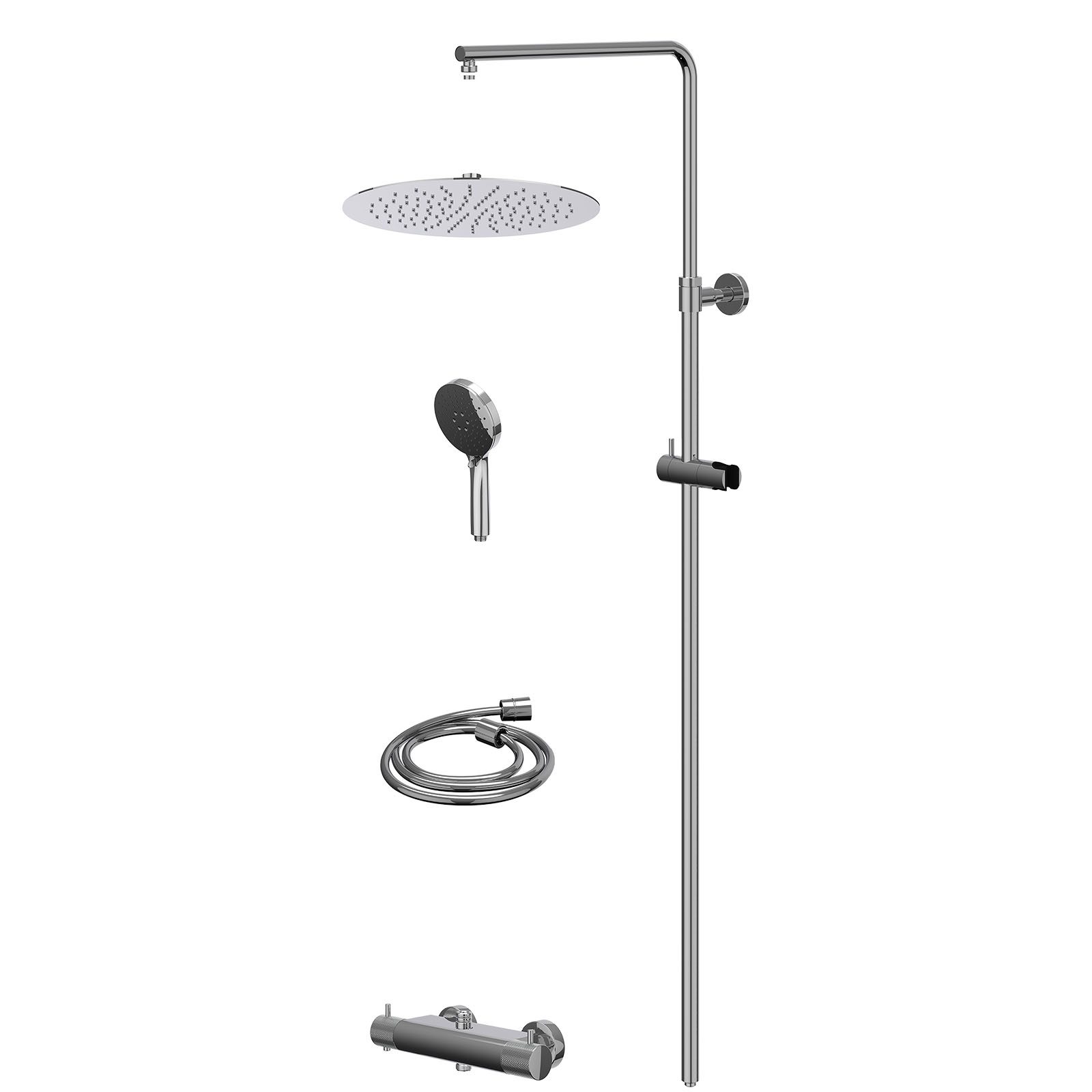 IVY Nexus Regendoucheset opbouw thermostaat - 30cm slim - 3-standen - Chroom