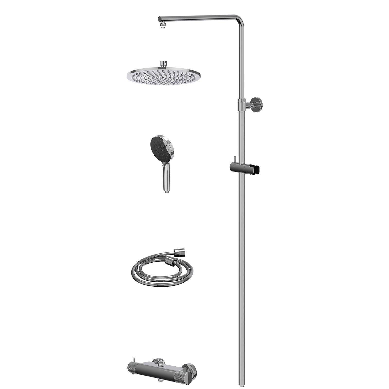 IVY Nexus Regendoucheset opbouw thermostaat - 25cm medium - 3-standen - Chroom
