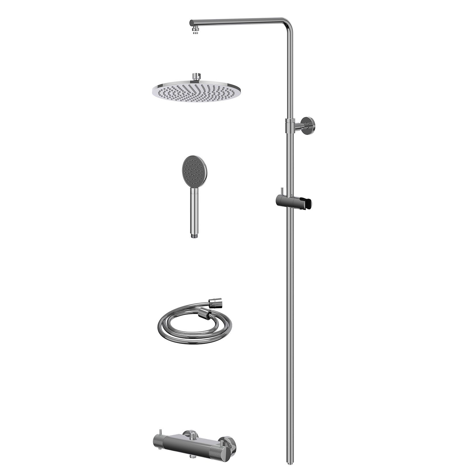 IVY Nexus Regendoucheset opbouw thermostaat - 25cm medium - satin spray - Chroom