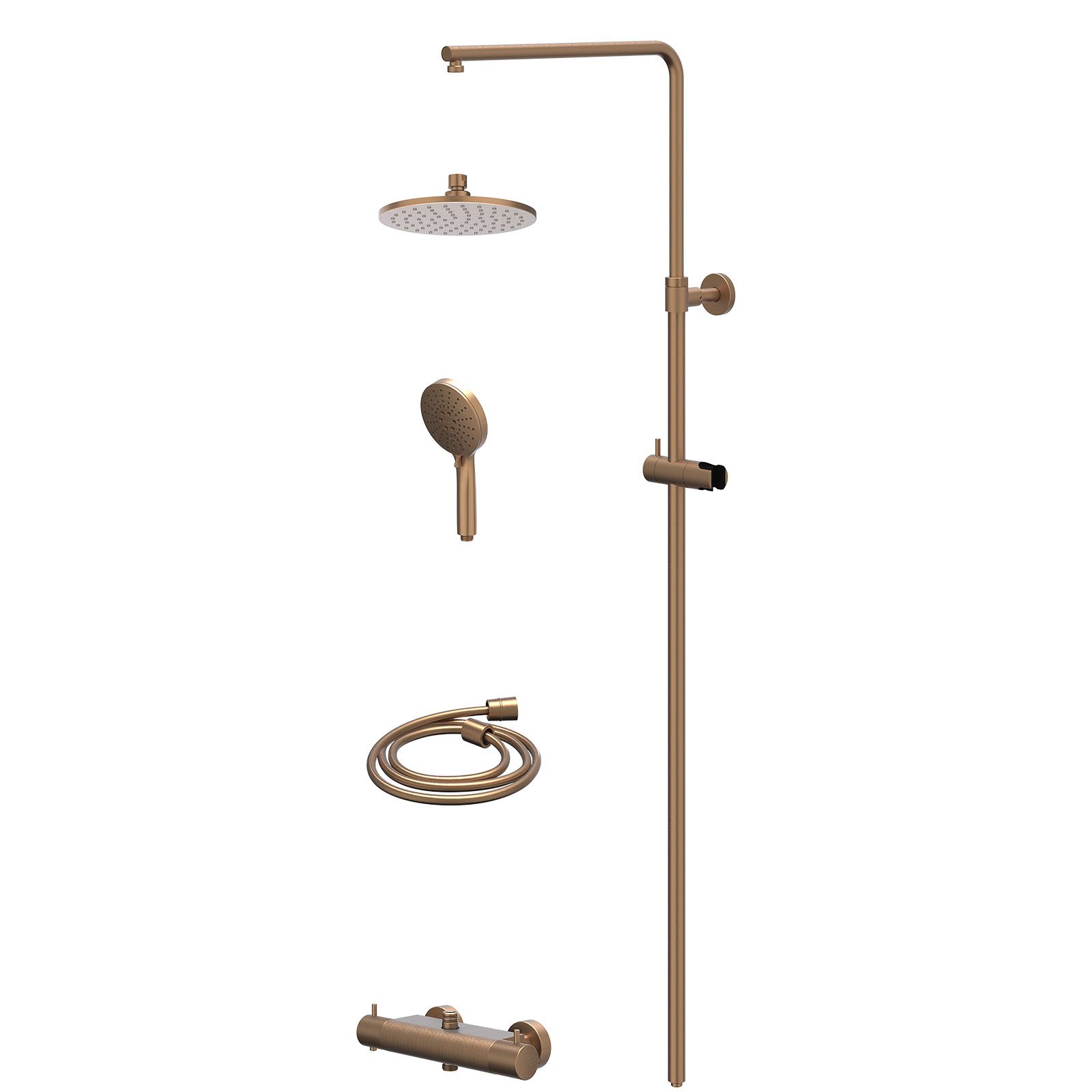 IVY Nexus Regendoucheset opbouw thermostaat - 20cm medium - 3-standen - Geborsteld mat koper
