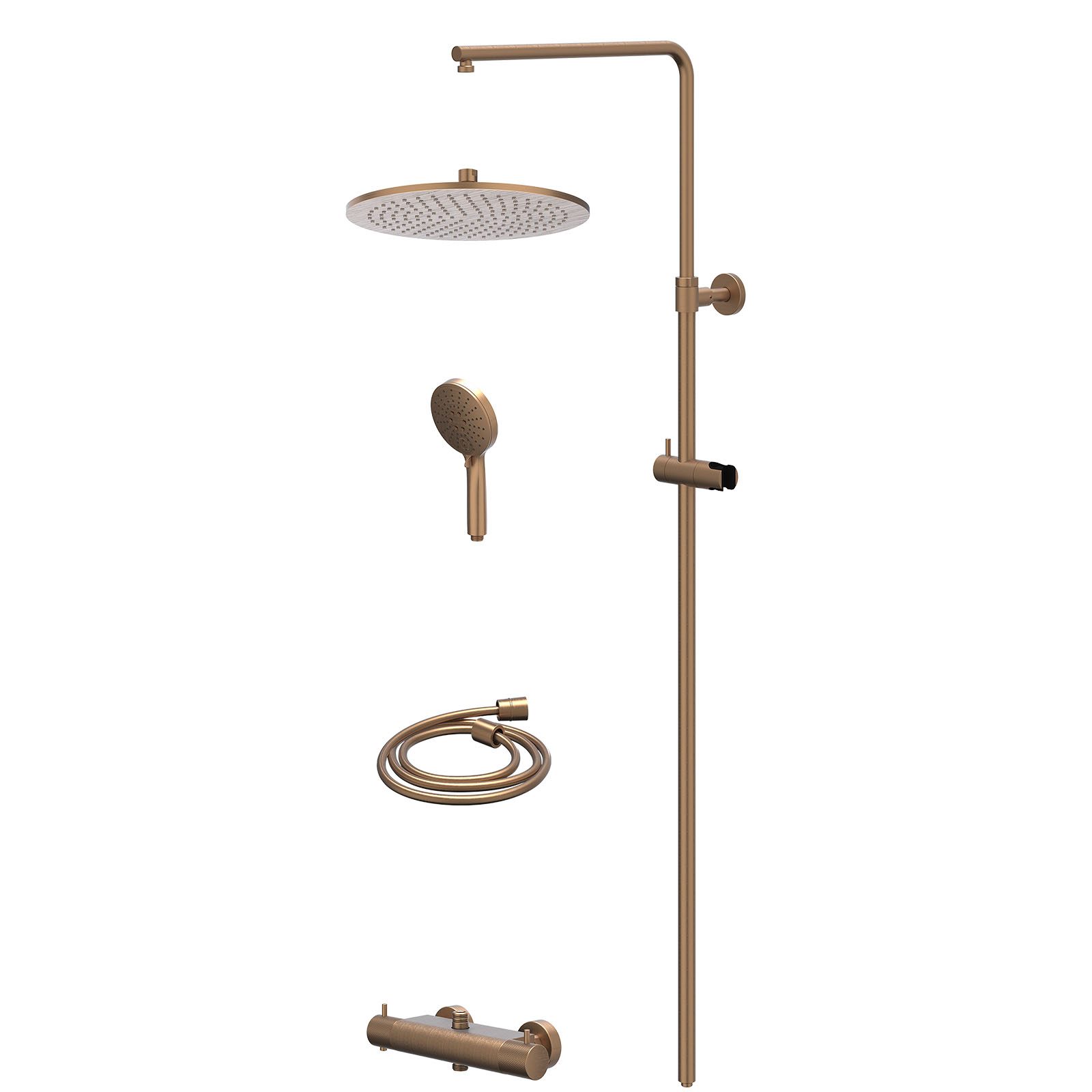 IVY Nexus Regendoucheset opbouw thermostaat - 30cm medium - 3-standen - Geborsteld mat koper