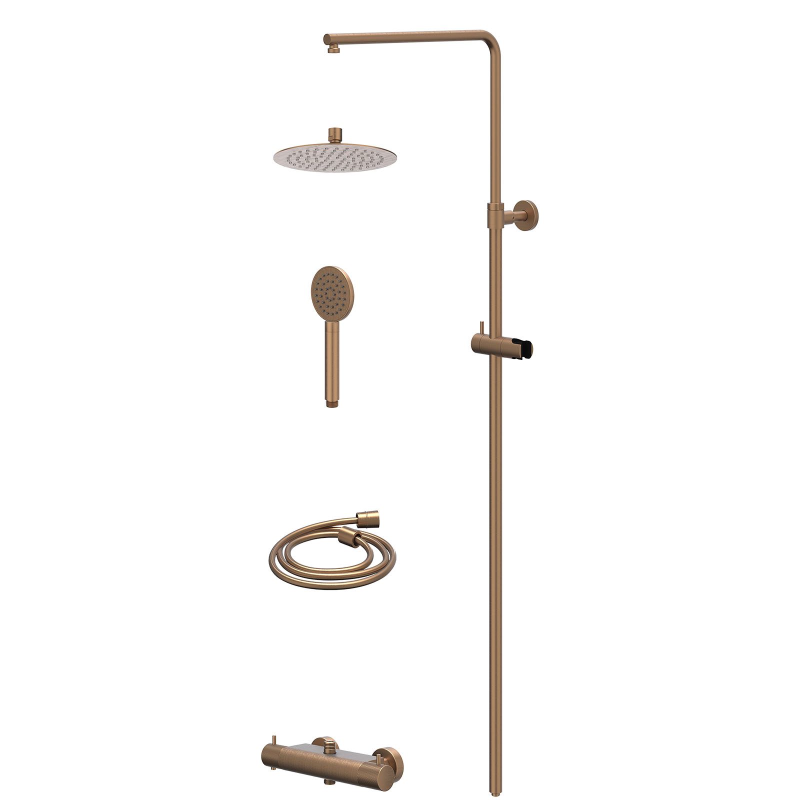 IVY Nexus Regendoucheset opbouw thermostaat - 20cm slim - satin spray - Geborsteld mat koper