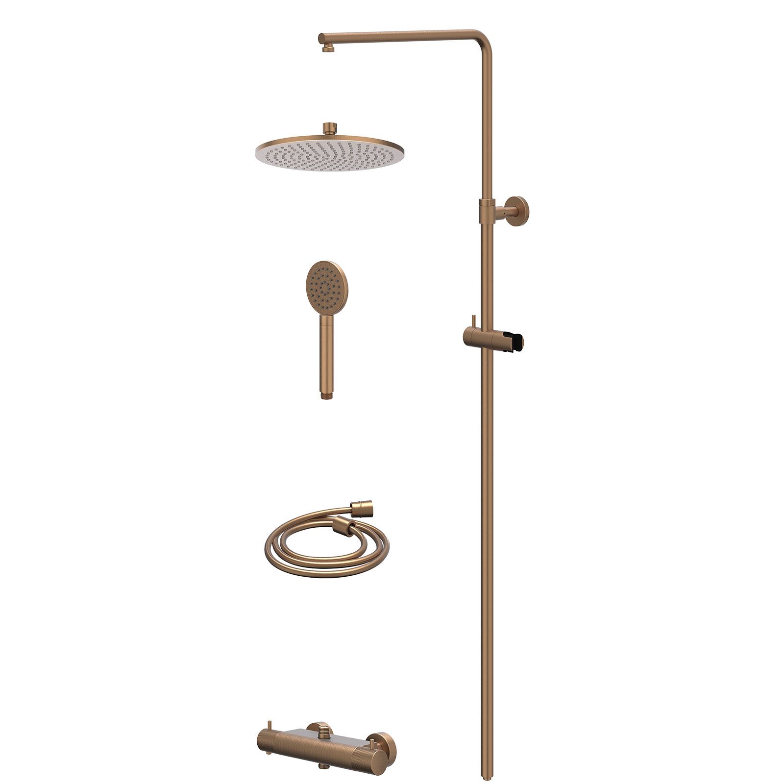 IVY Nexus Regendoucheset opbouw thermostaat - 25cm medium - satin spray - Geborsteld mat koper