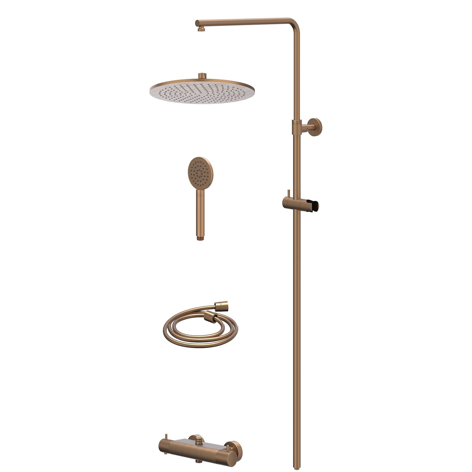 IVY Nexus Regendoucheset opbouw thermostaat - 30cm medium - satin spray - Geborsteld mat koper