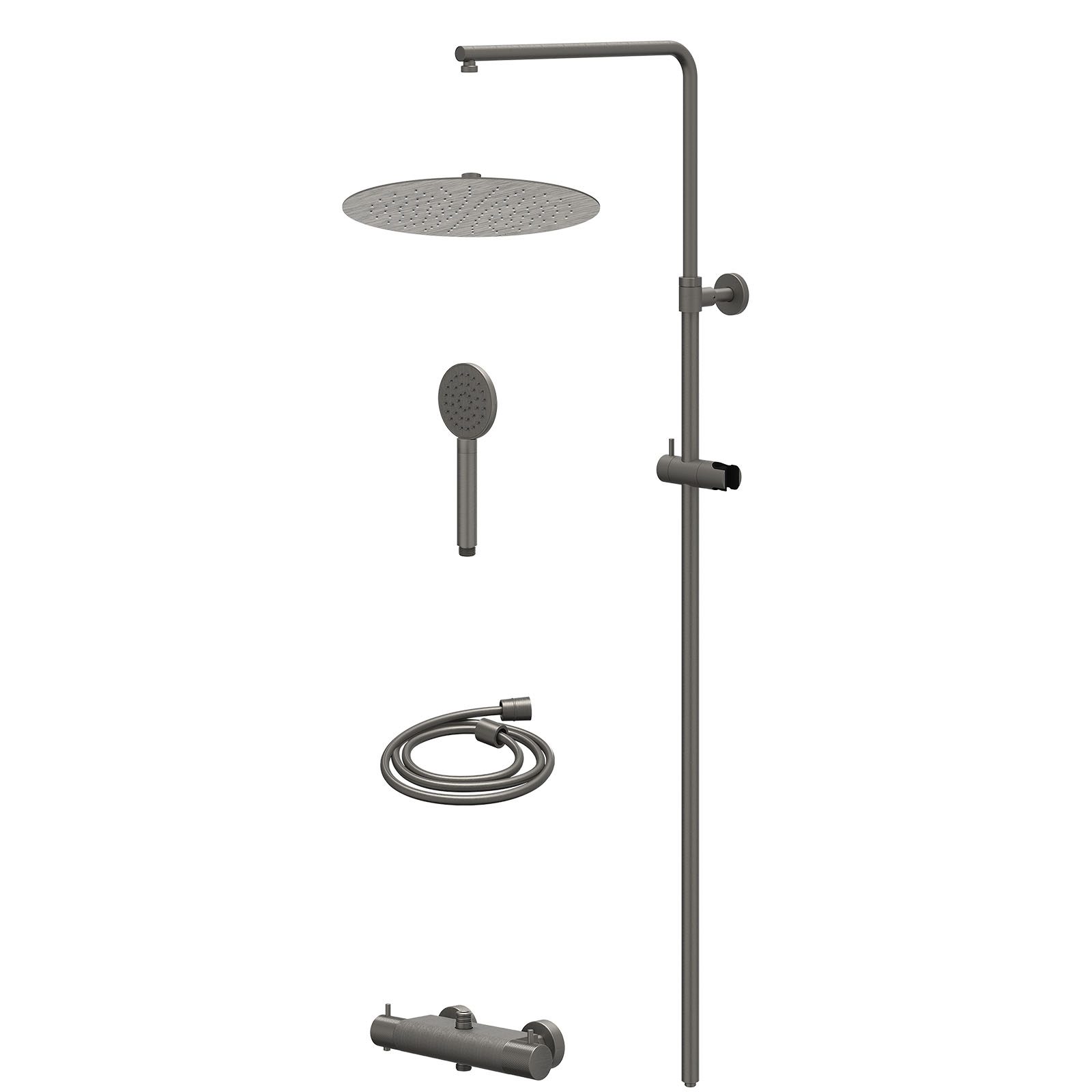 IVY Nexus Regendoucheset opbouw thermostaat - 30cm slim - satin spray - Geborsteld metal black