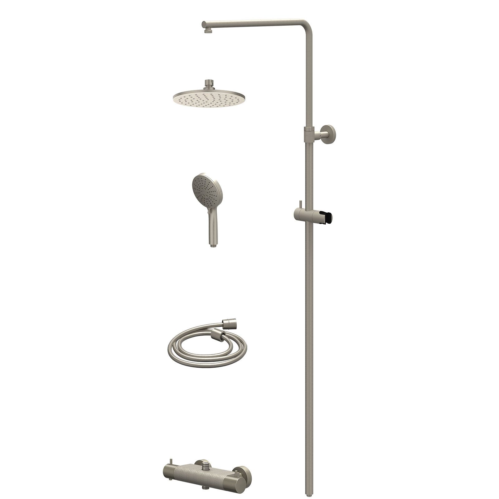 IVY Nexus Regendoucheset opbouw thermostaat - 20cm medium - 3-standen - Geborsteld nickel