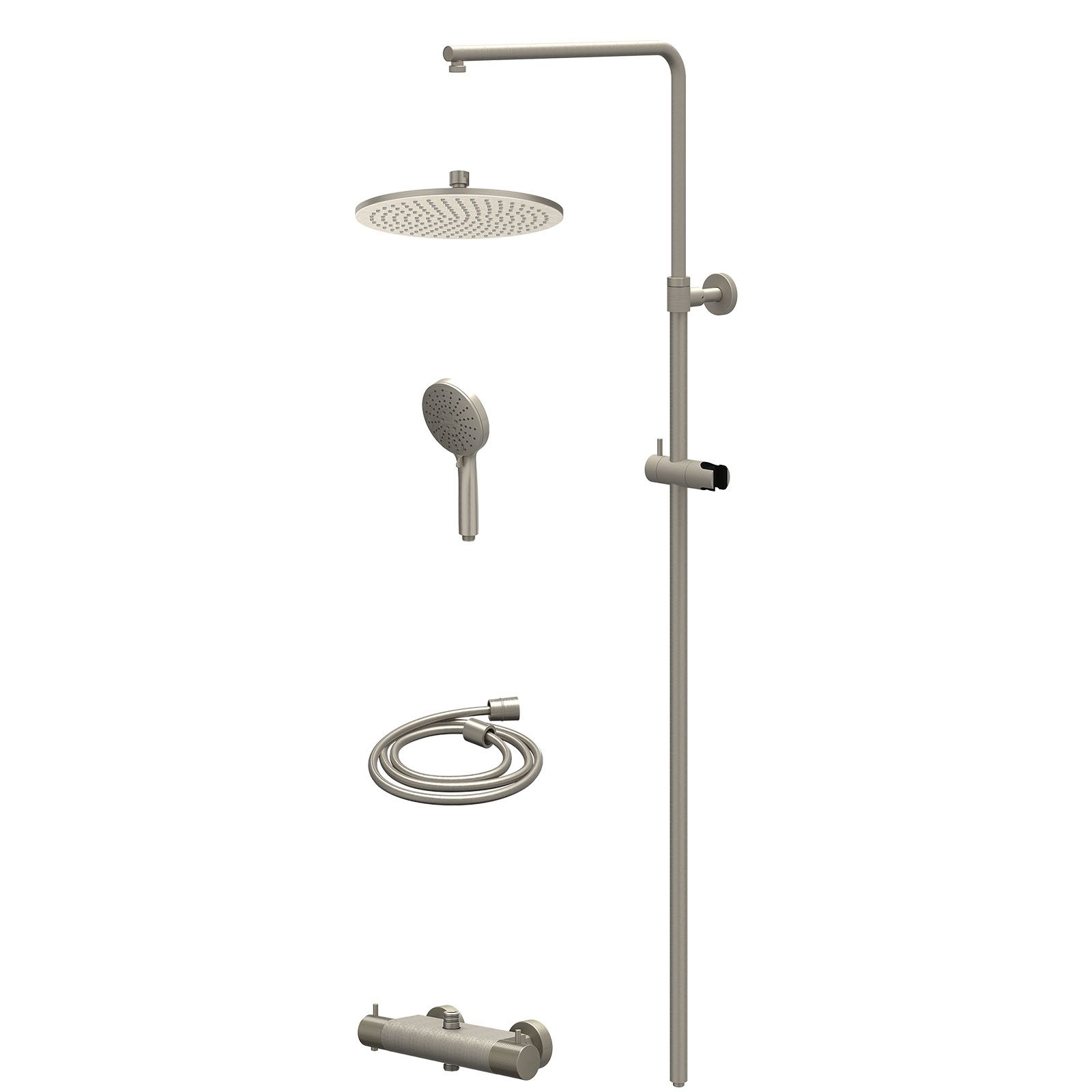 IVY Nexus Regendoucheset opbouw thermostaat - 25cm medium - 3-standen - Geborsteld nickel
