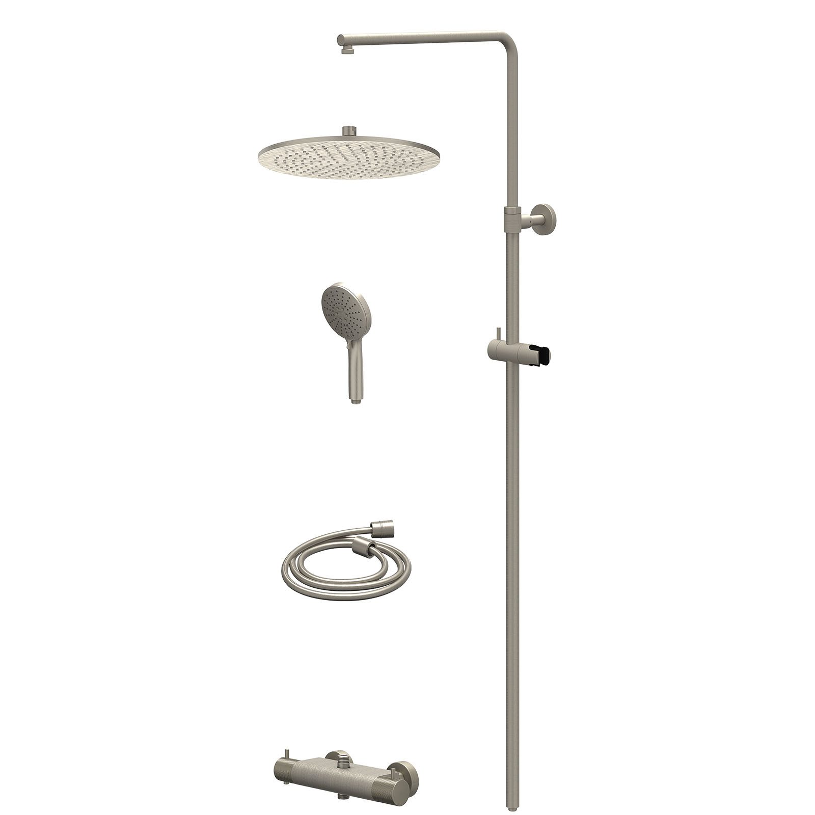 IVY Nexus Regendoucheset opbouw thermostaat - 30cm medium - 3-standen - Geborsteld nickel