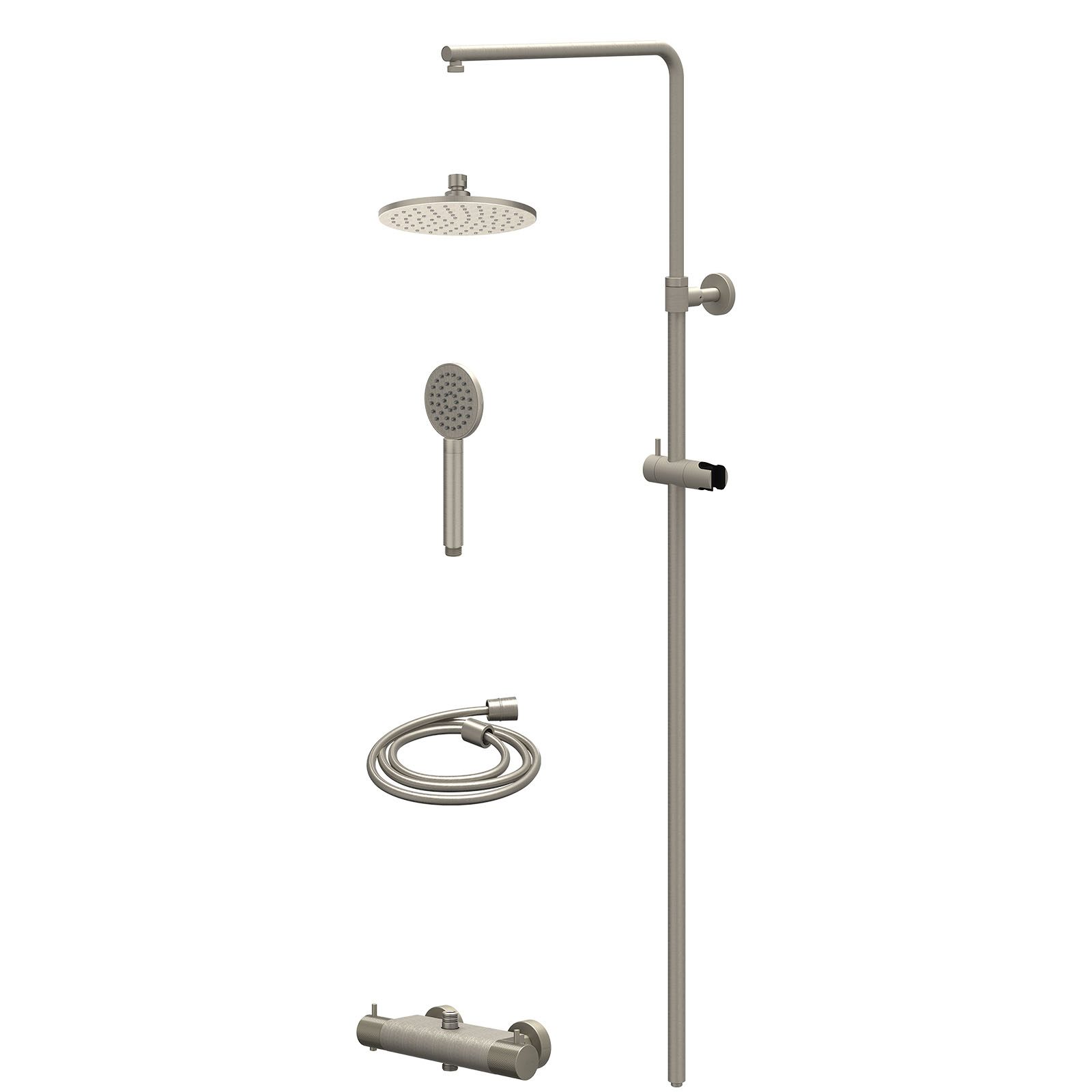 IVY Nexus Regendoucheset opbouw thermostaat - 20cm medium - satin spray - Geborsteld nickel