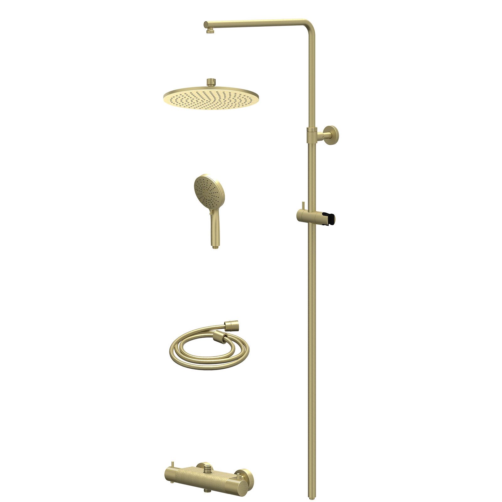 IVY Nexus Regendoucheset opbouw thermostaat - 25cm medium - 3-standen - Geborsteld mat goud