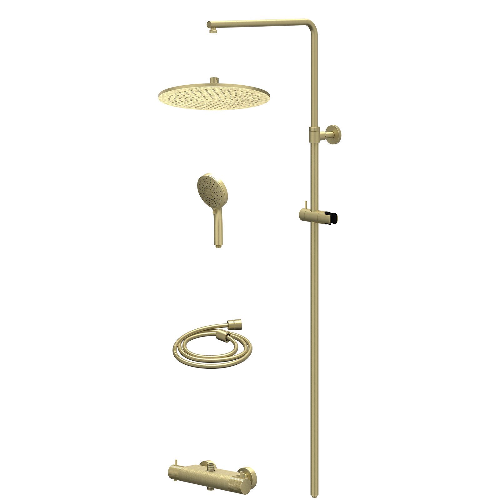 IVY Nexus Regendoucheset opbouw thermostaat - 30cm medium - 3-standen - Geborsteld mat goud