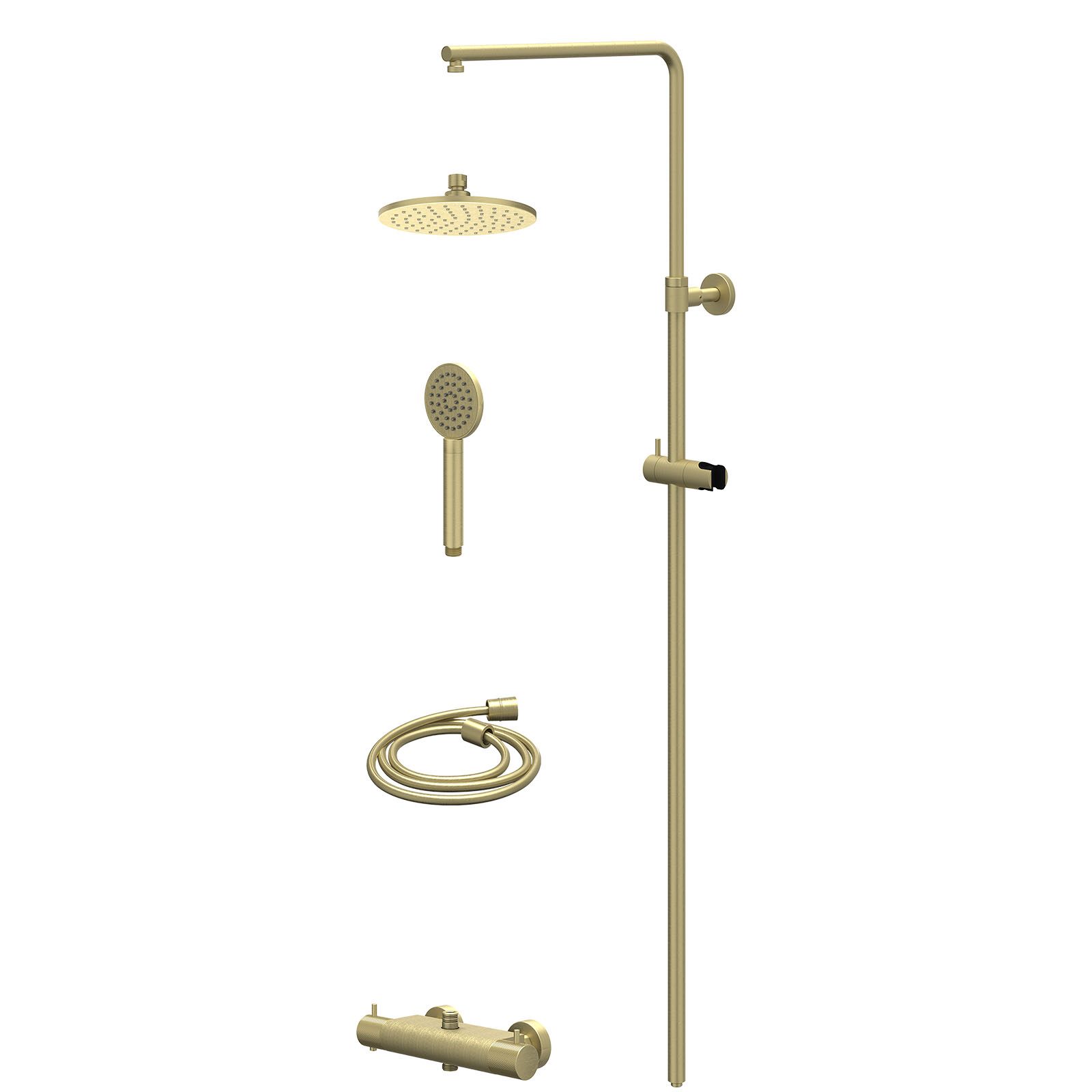IVY Nexus Regendoucheset opbouw thermostaat - 20cm medium - satin spray - Geborsteld mat goud