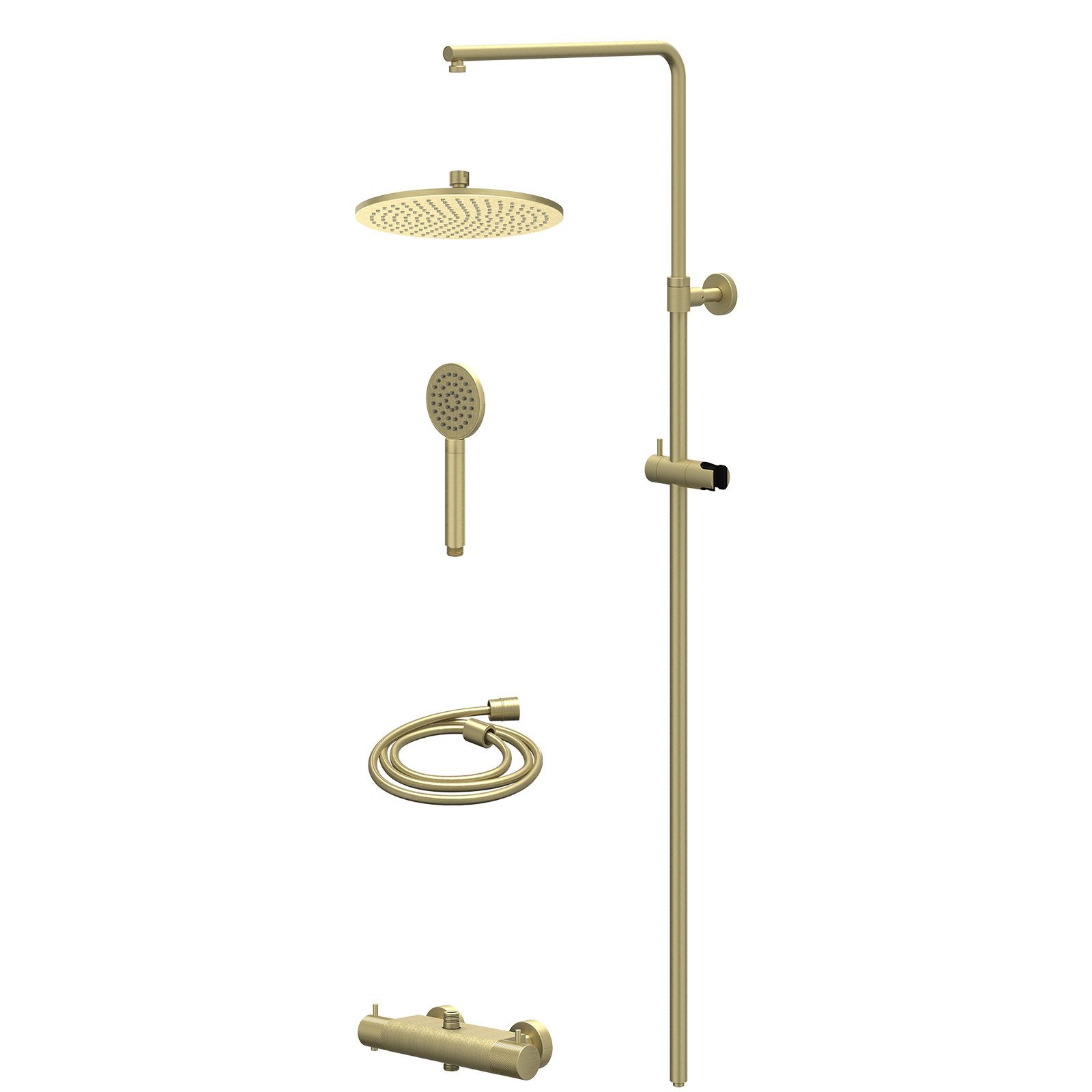 IVY Nexus Regendoucheset opbouw thermostaat - 25cm medium - satin spray - Geborsteld mat goud