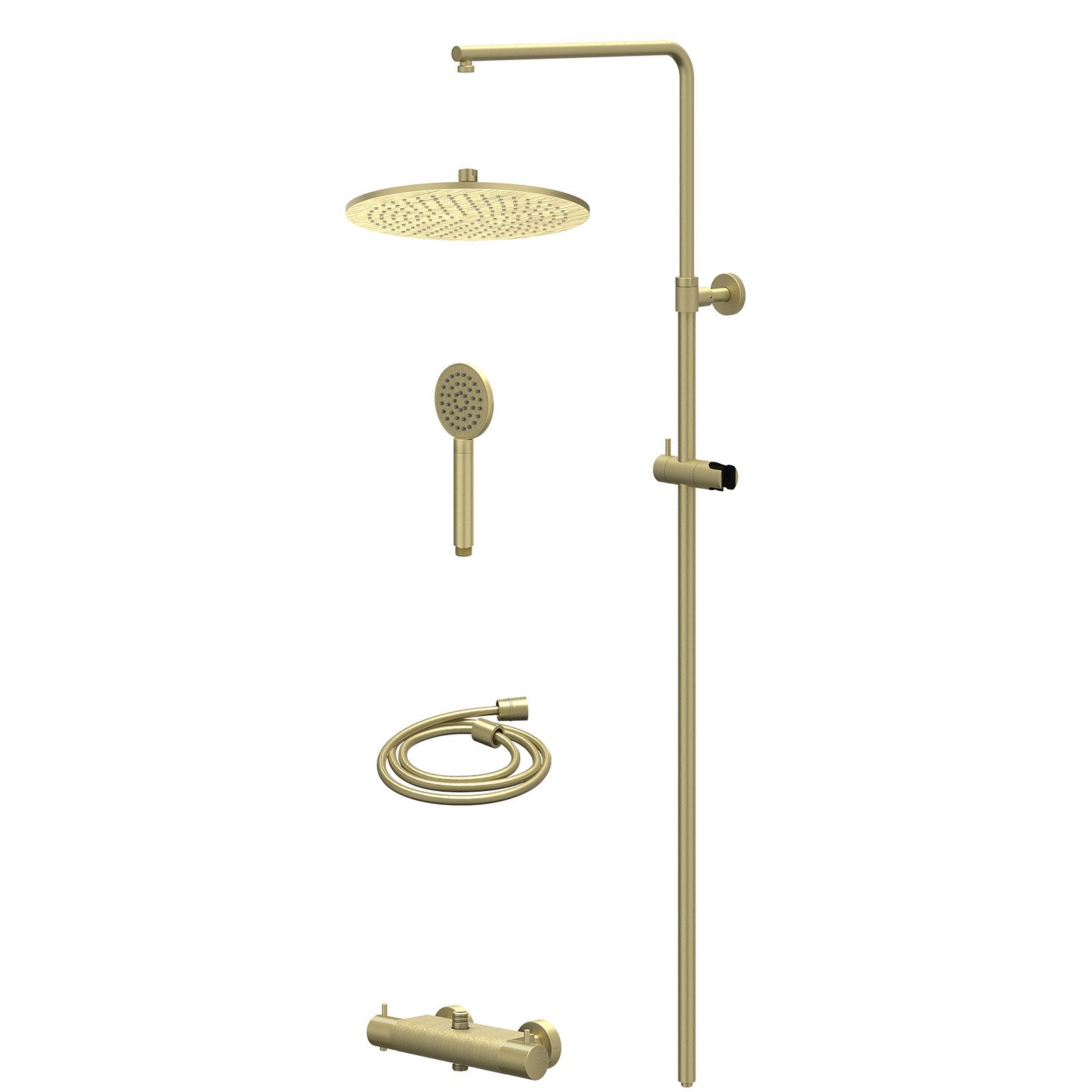 IVY Nexus Regendoucheset opbouw thermostaat - 30cm medium - satin spray - Geborsteld mat goud
