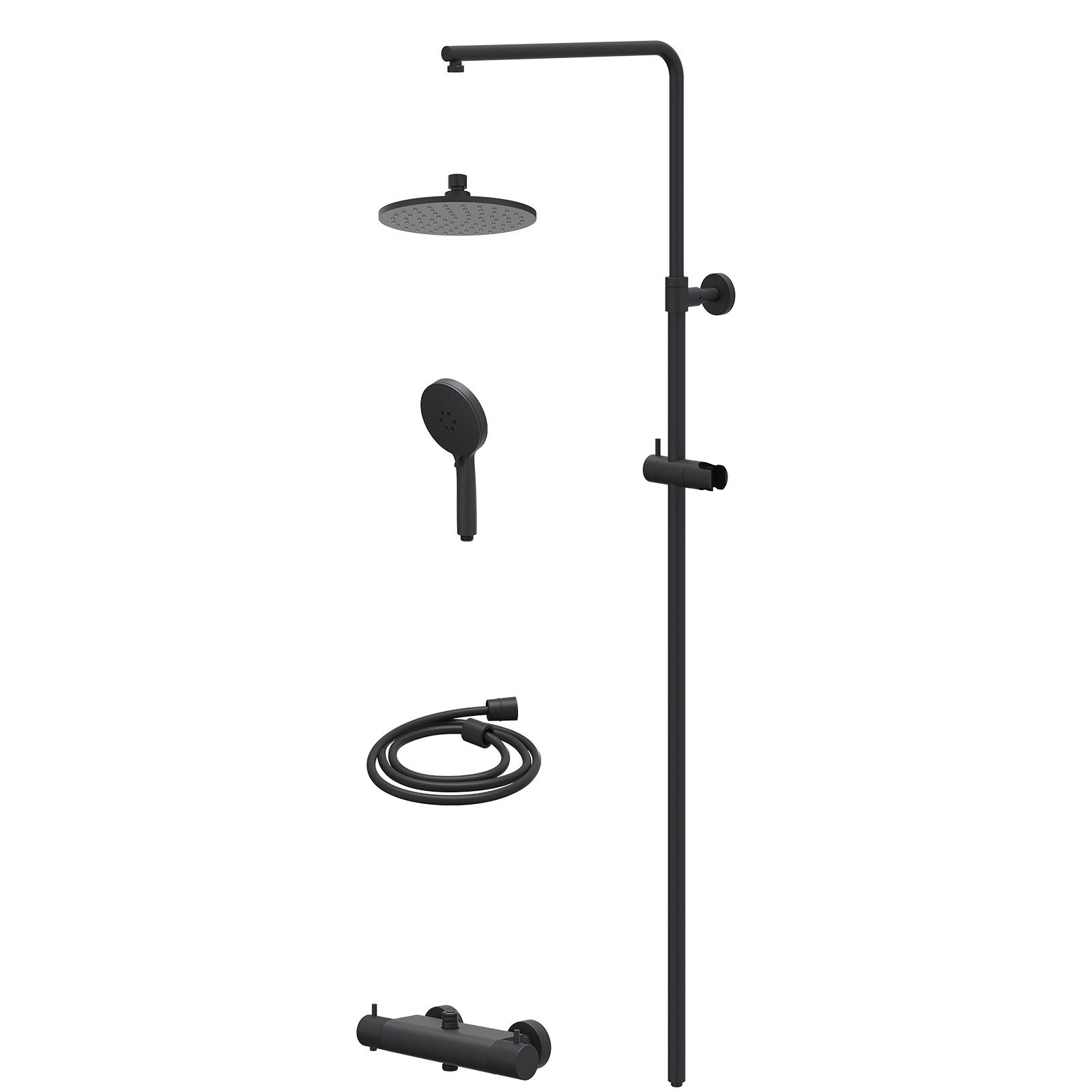 IVY Nexus Regendoucheset opbouw thermostaat - 20cm medium - 3-standen - Mat zwart