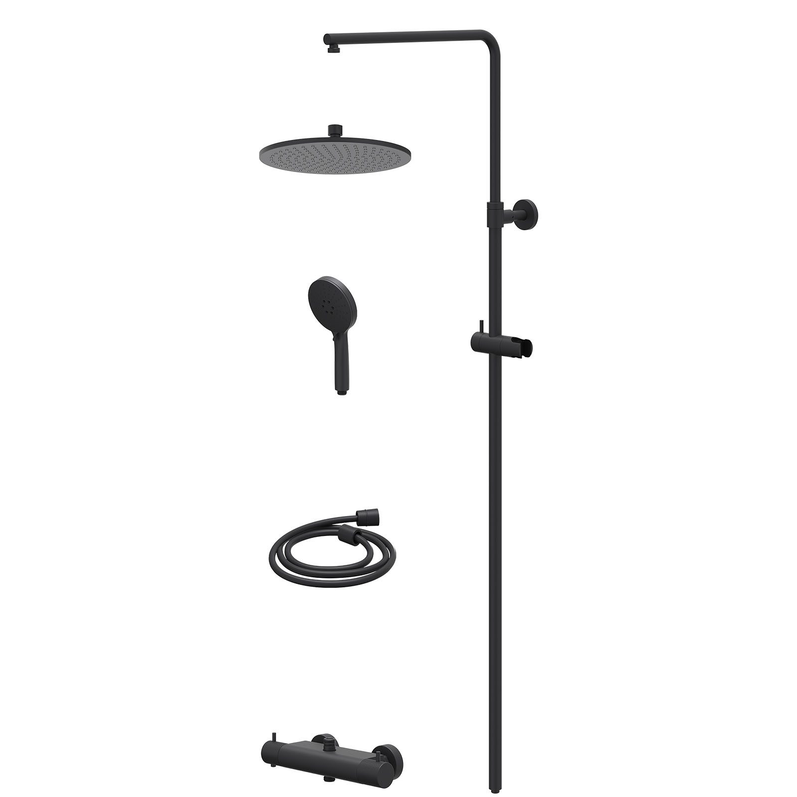 IVY Nexus Regendoucheset opbouw thermostaat - 25cm medium - 3-standen - Mat zwart