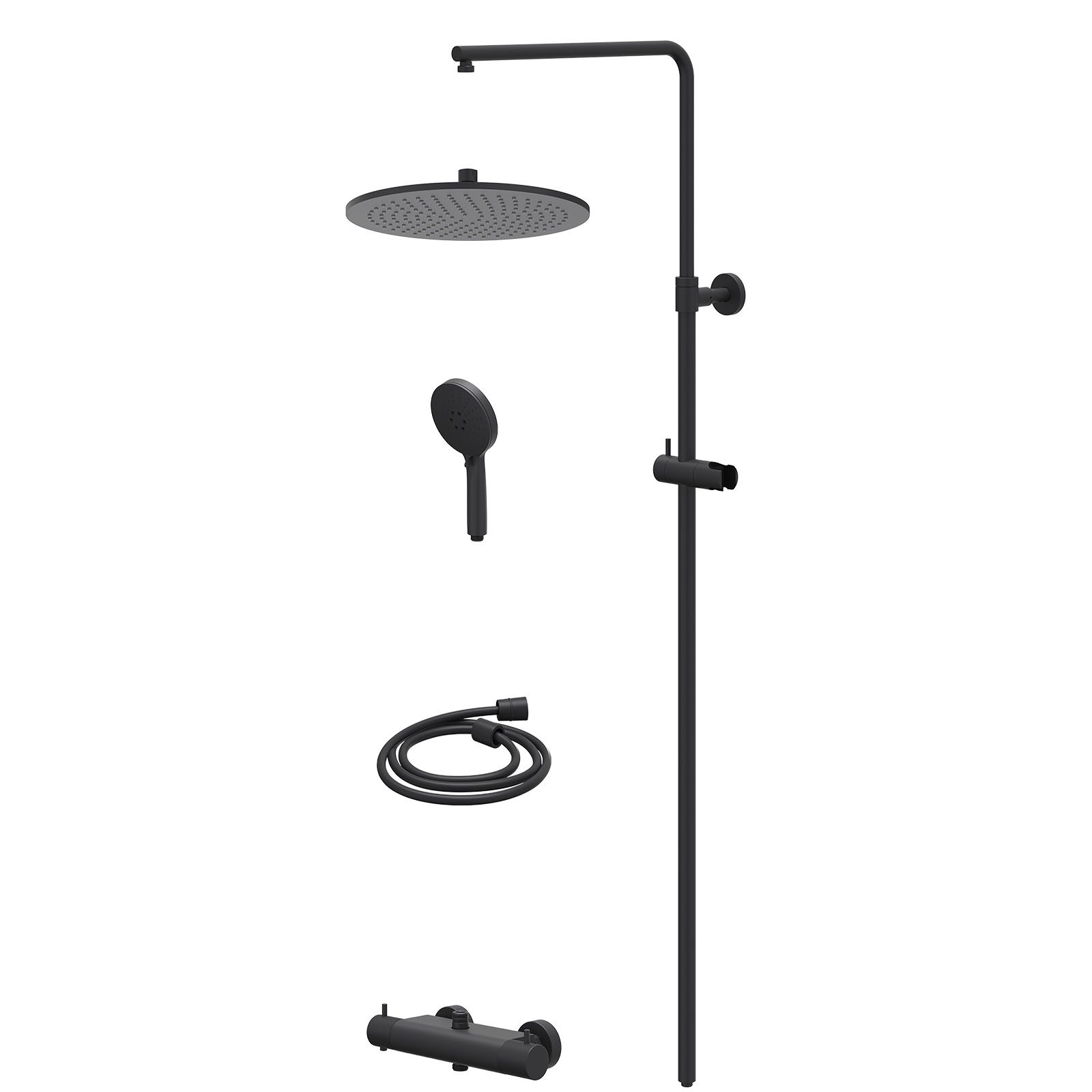 IVY Nexus Regendoucheset opbouw thermostaat - 30cm medium - 3-standen - Mat zwart