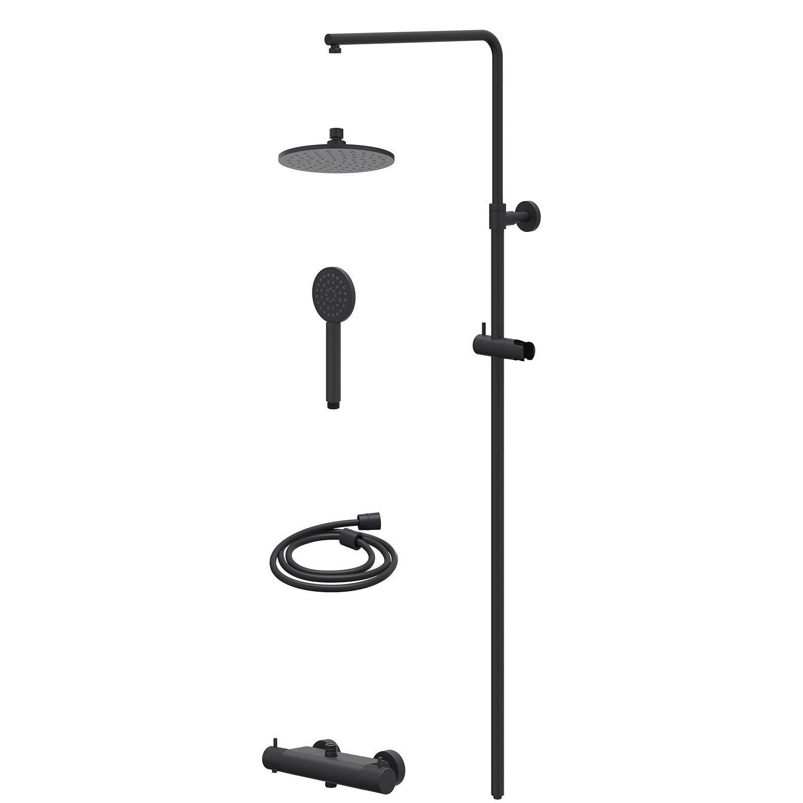 IVY Nexus Regendoucheset opbouw thermostaat - 20cm medium - satin spray - Mat zwart