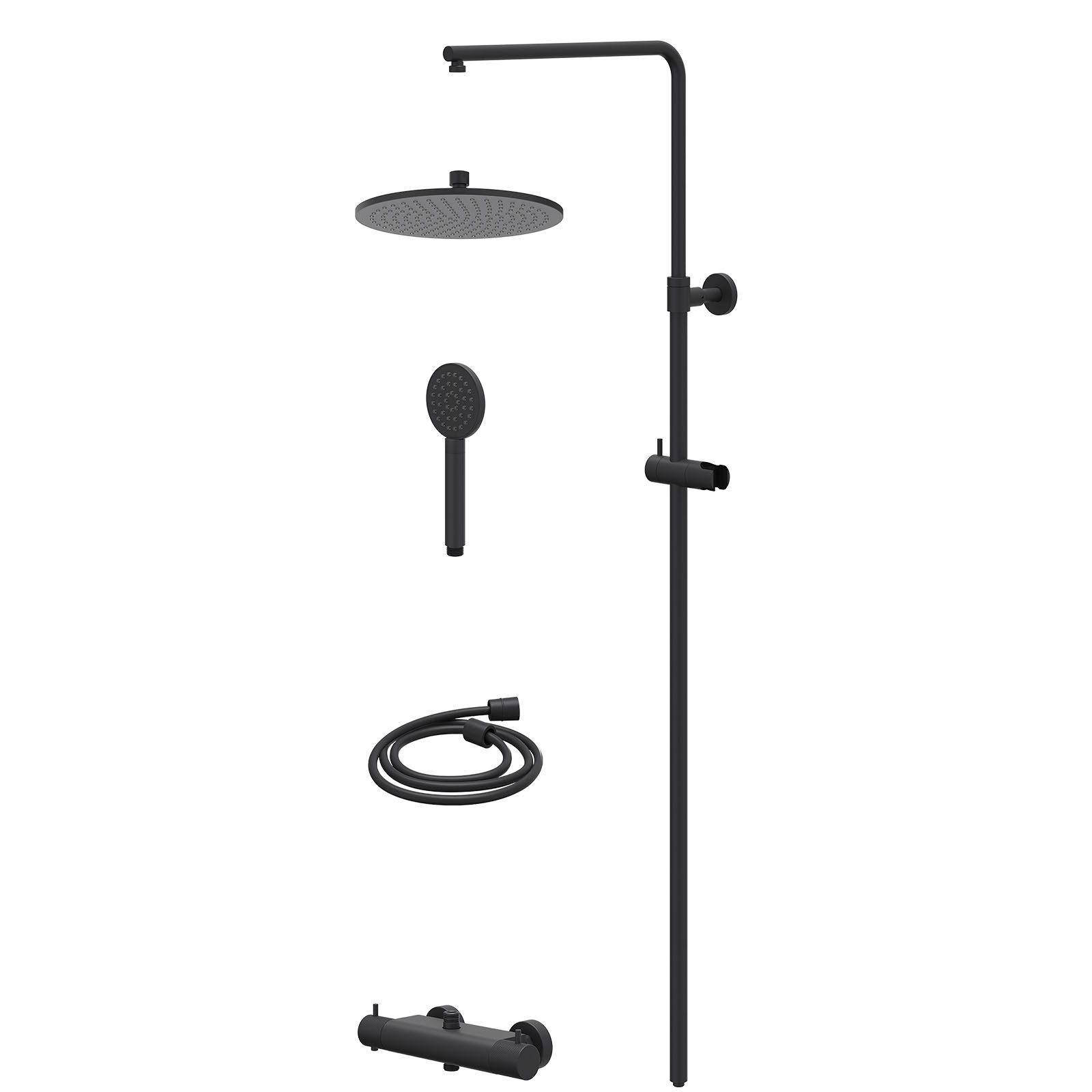 IVY Nexus Regendoucheset opbouw thermostaat - 25cm medium - satin spray - Mat zwart