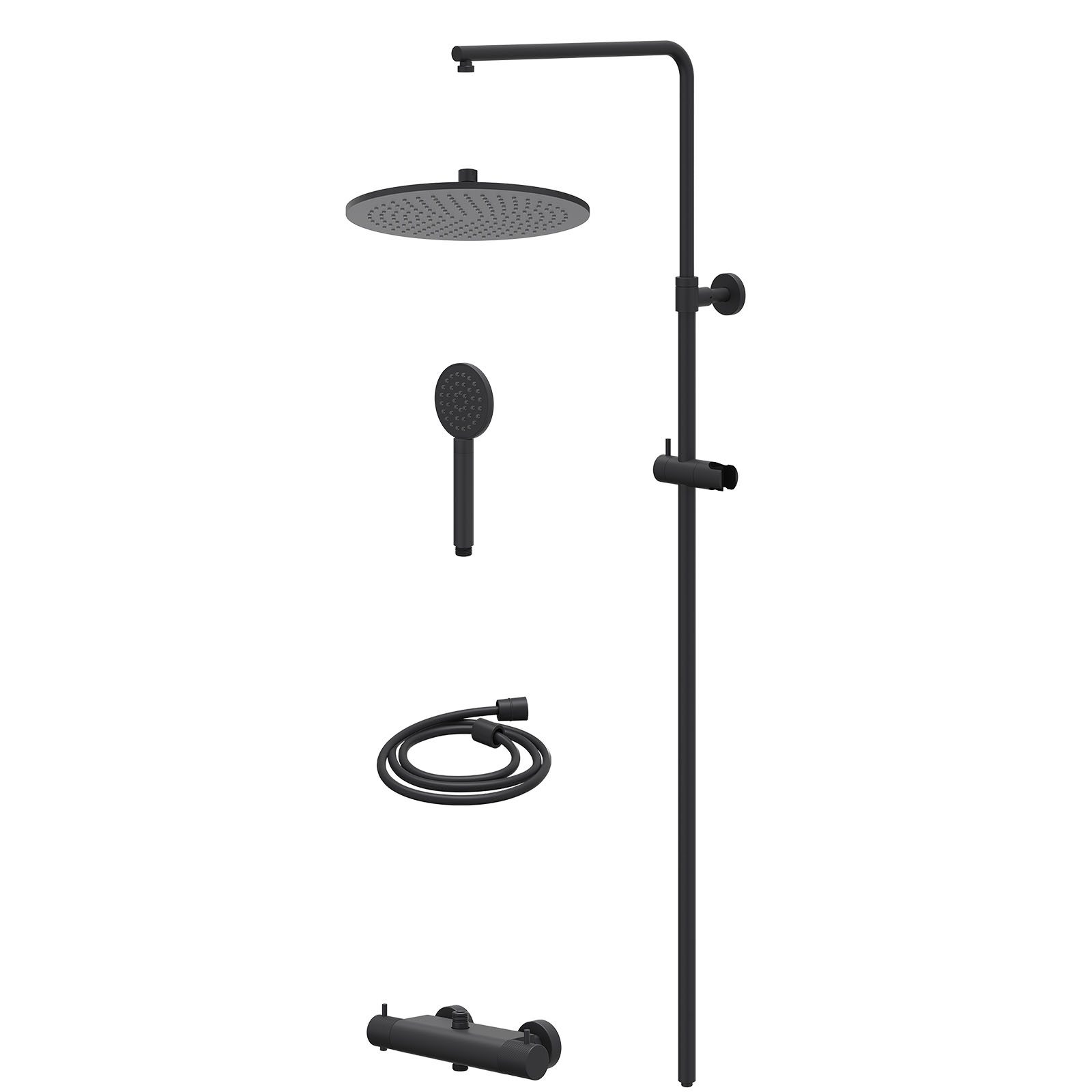 IVY Nexus Regendoucheset opbouw thermostaat - 30cm medium - satin spray - Mat zwart