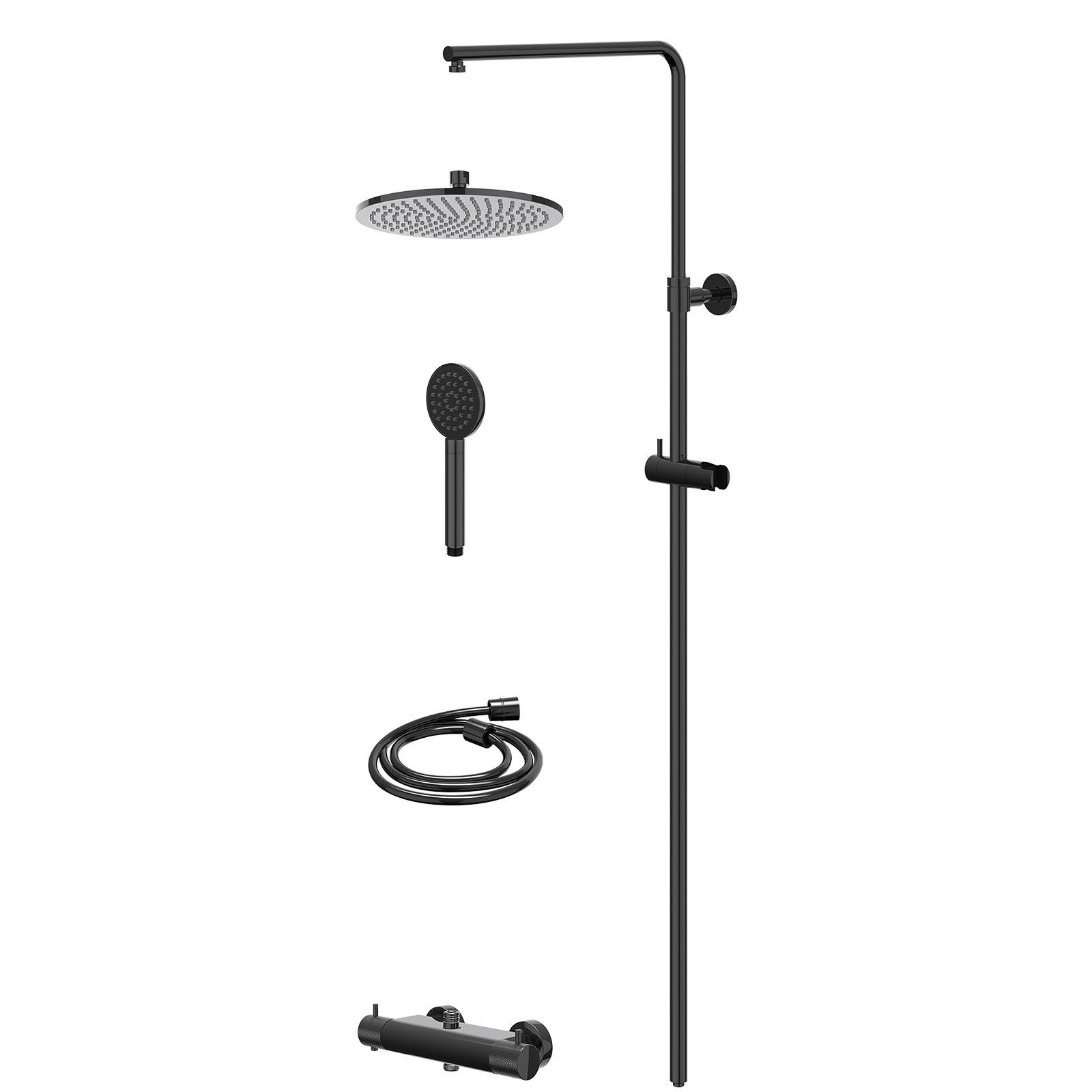 IVY Nexus Regendoucheset opbouw thermostaat - 25cm medium - satin spray - Zwart chroom