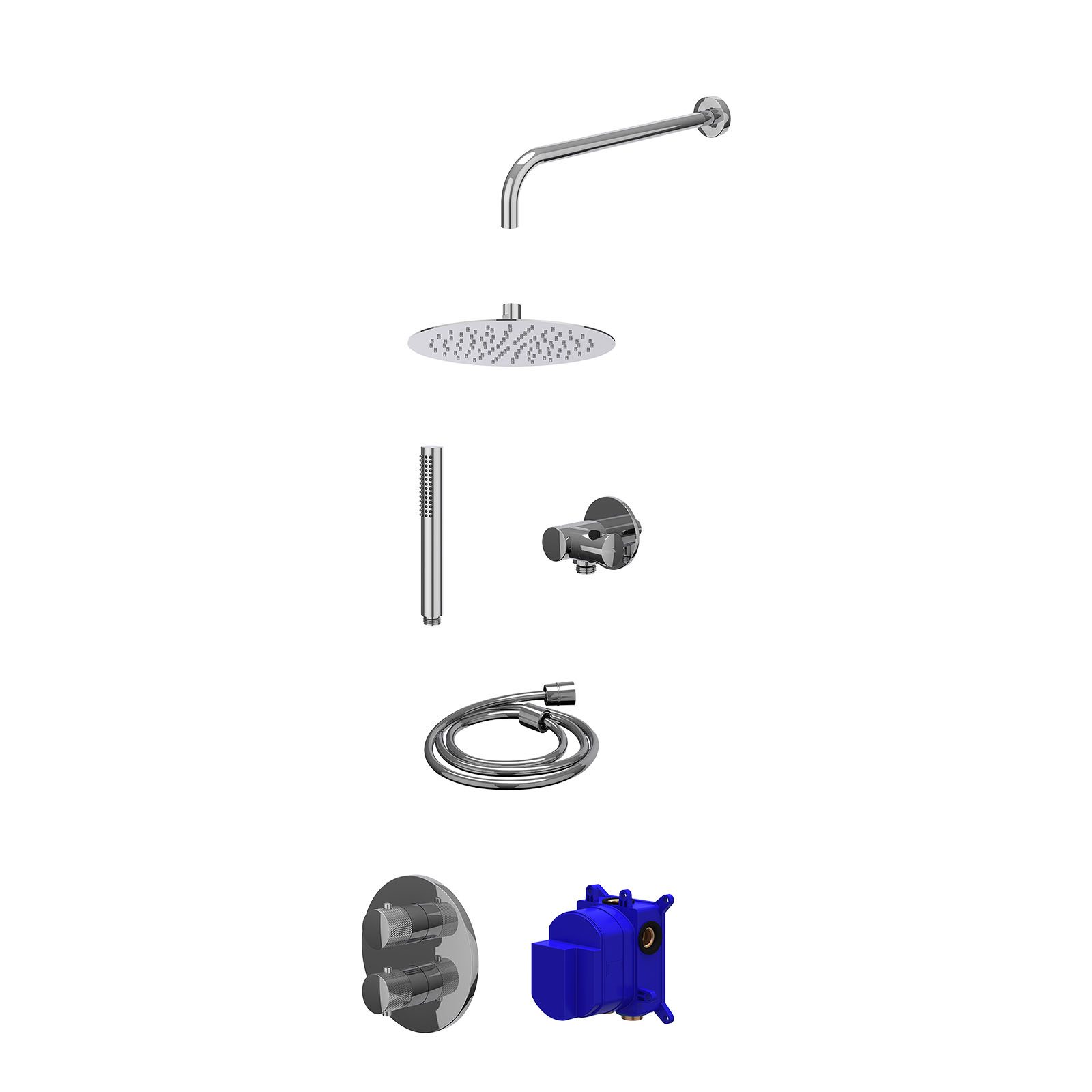IVY Nexus Regendoucheset inbouw 2-weg - 25cm slim - wandarm - verstelbare steun - staafhanddouche - Chroom