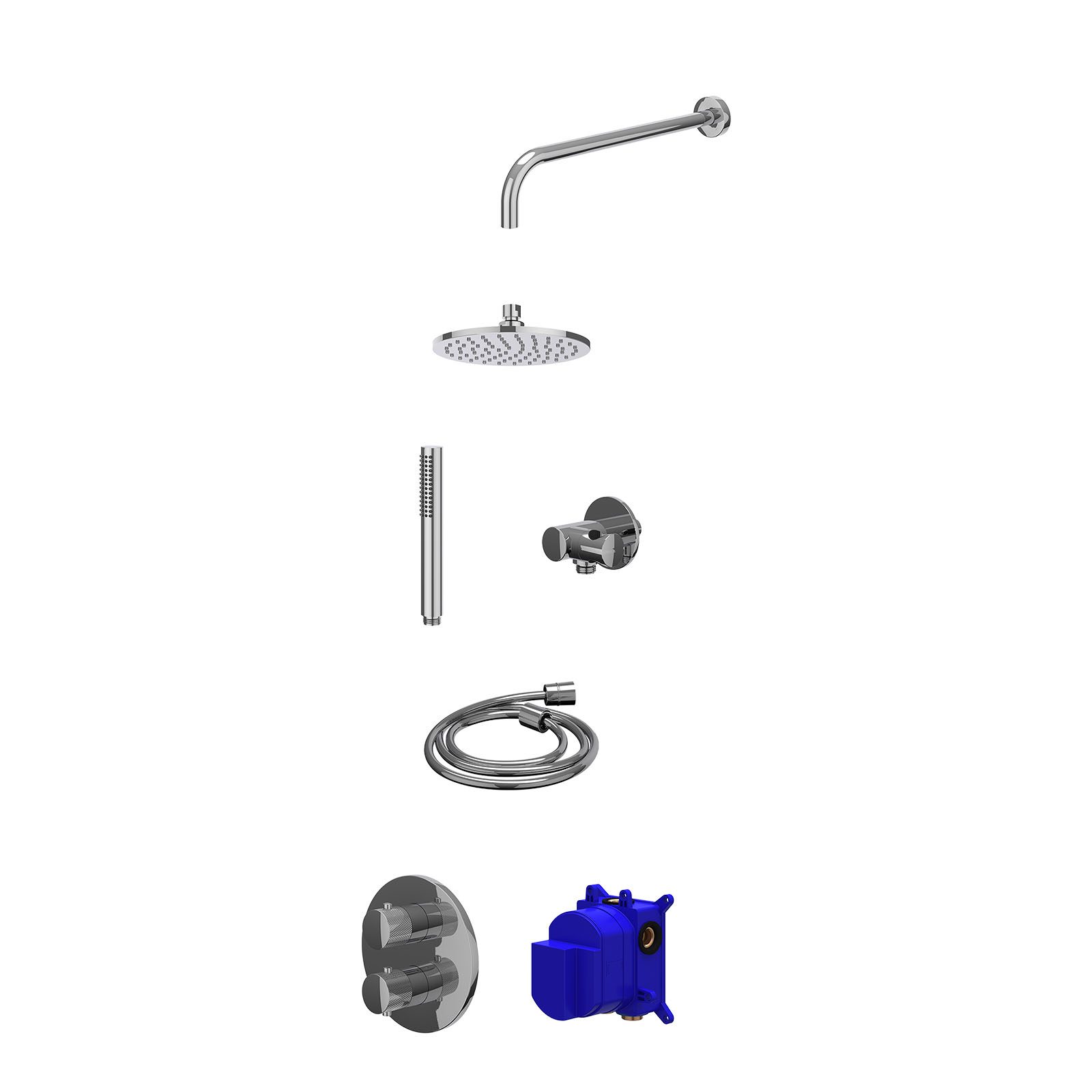 IVY Nexus Regendoucheset inbouw 2-weg - 20cm medium - wandarm - verstelbare steun - staafhanddouche - Chroom