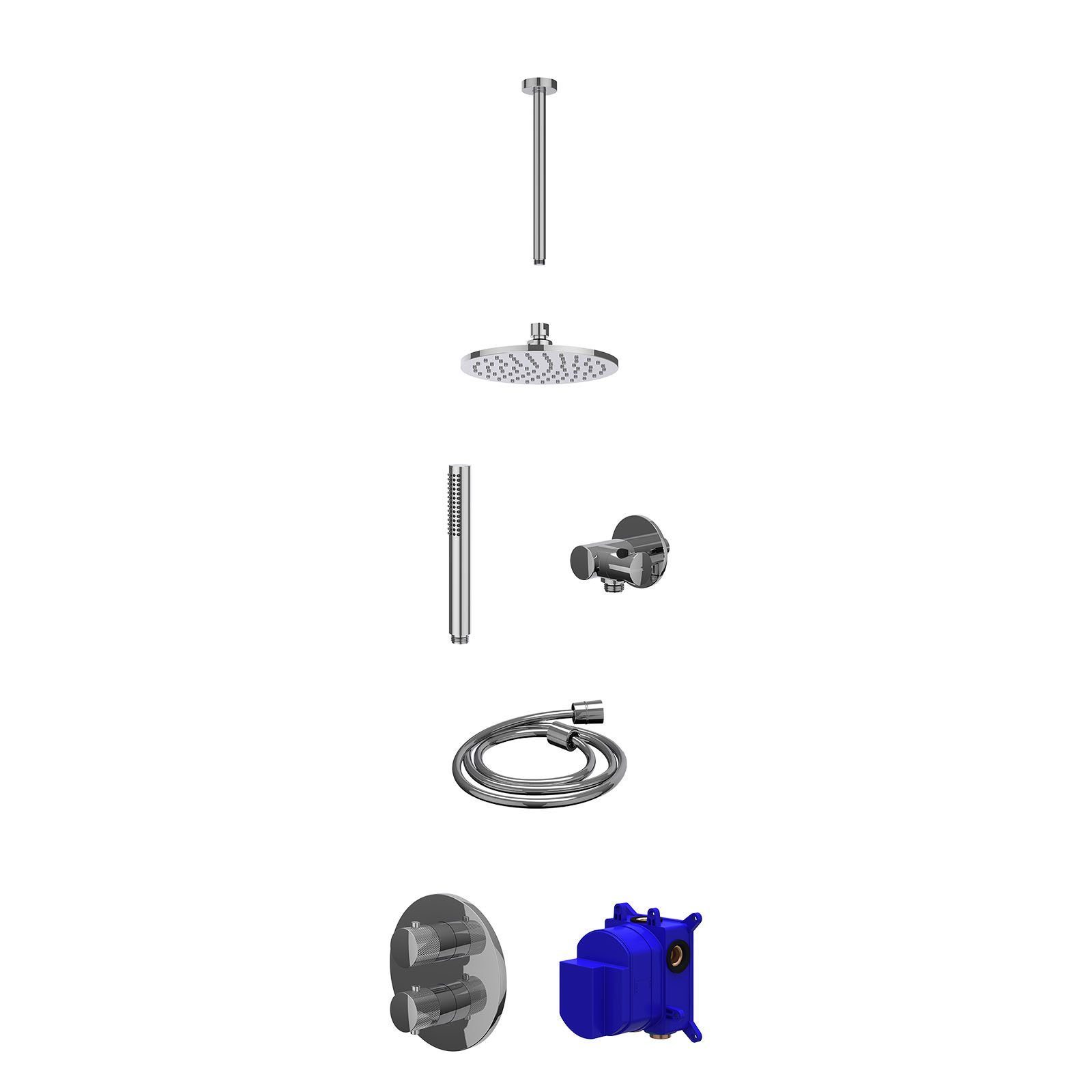 IVY Nexus Regendoucheset inbouw 2-weg - 20cm medium - plafond 30cm - verstelbare steun - staafhanddouche - Chroom