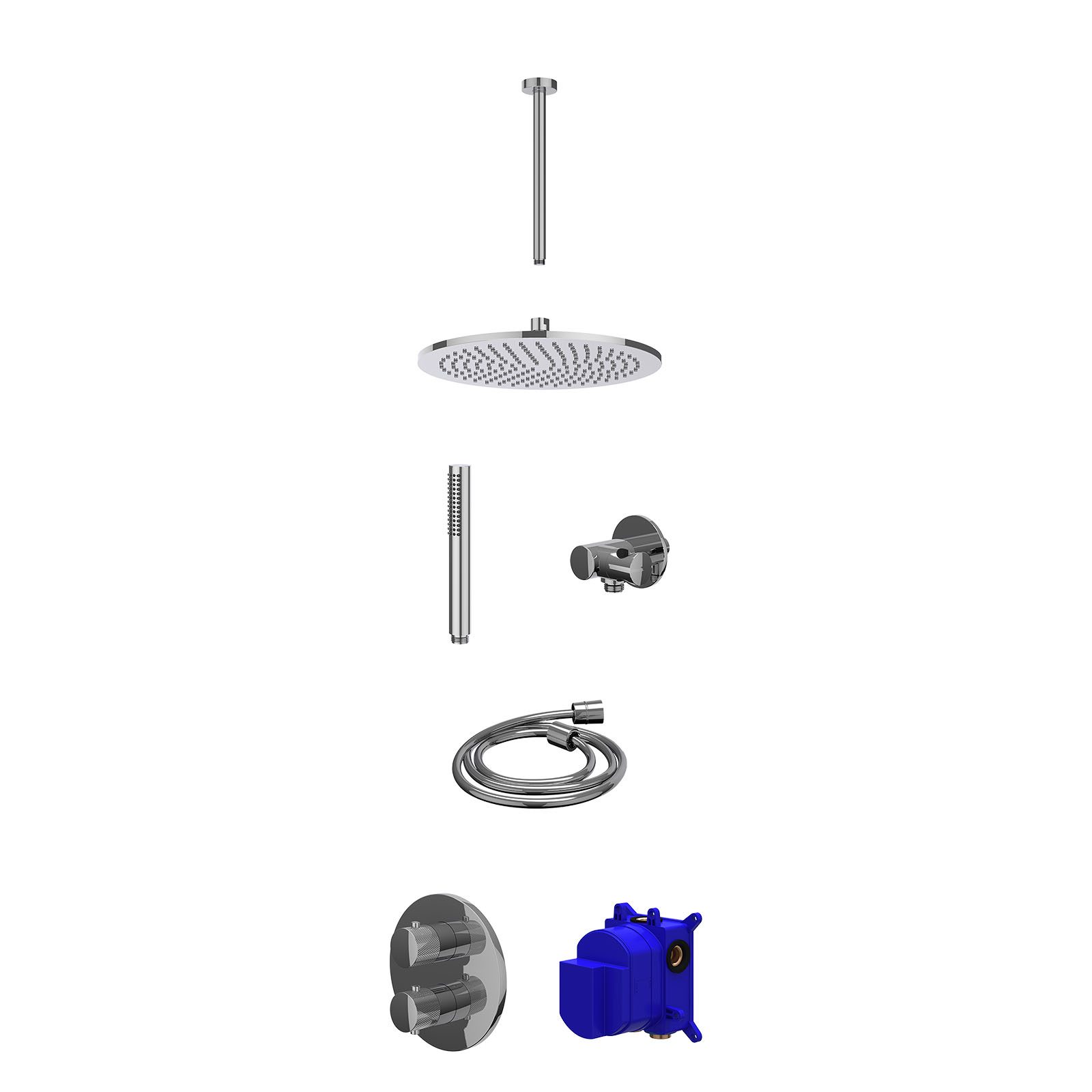 IVY Nexus Regendoucheset inbouw 2-weg - 30cm medium - plafond 30cm - verstelbare steun - staafhanddouche - Chroom
