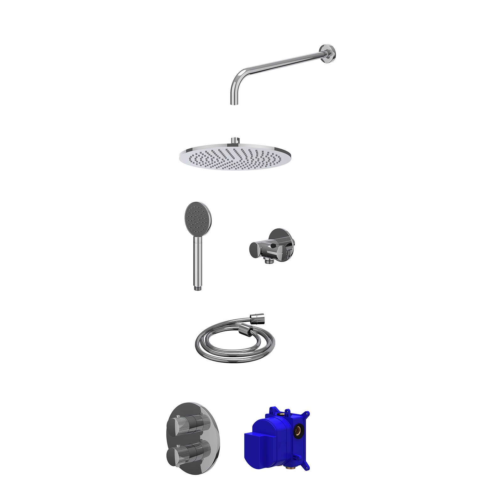 IVY Nexus Regendoucheset inbouw 2-weg - 30cm medium - wandarm - verstelbare steun - satin spray - Chroom