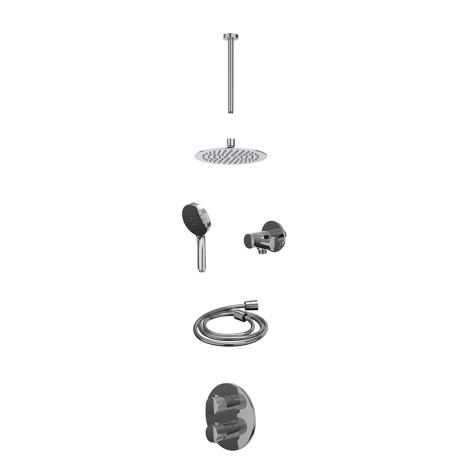 IVY Nexus Regendoucheset inbouw 2-weg - 20cm slim - plafond 30cm - verstelbare steun - 3-standen - excl. inbouwbox - Chroom