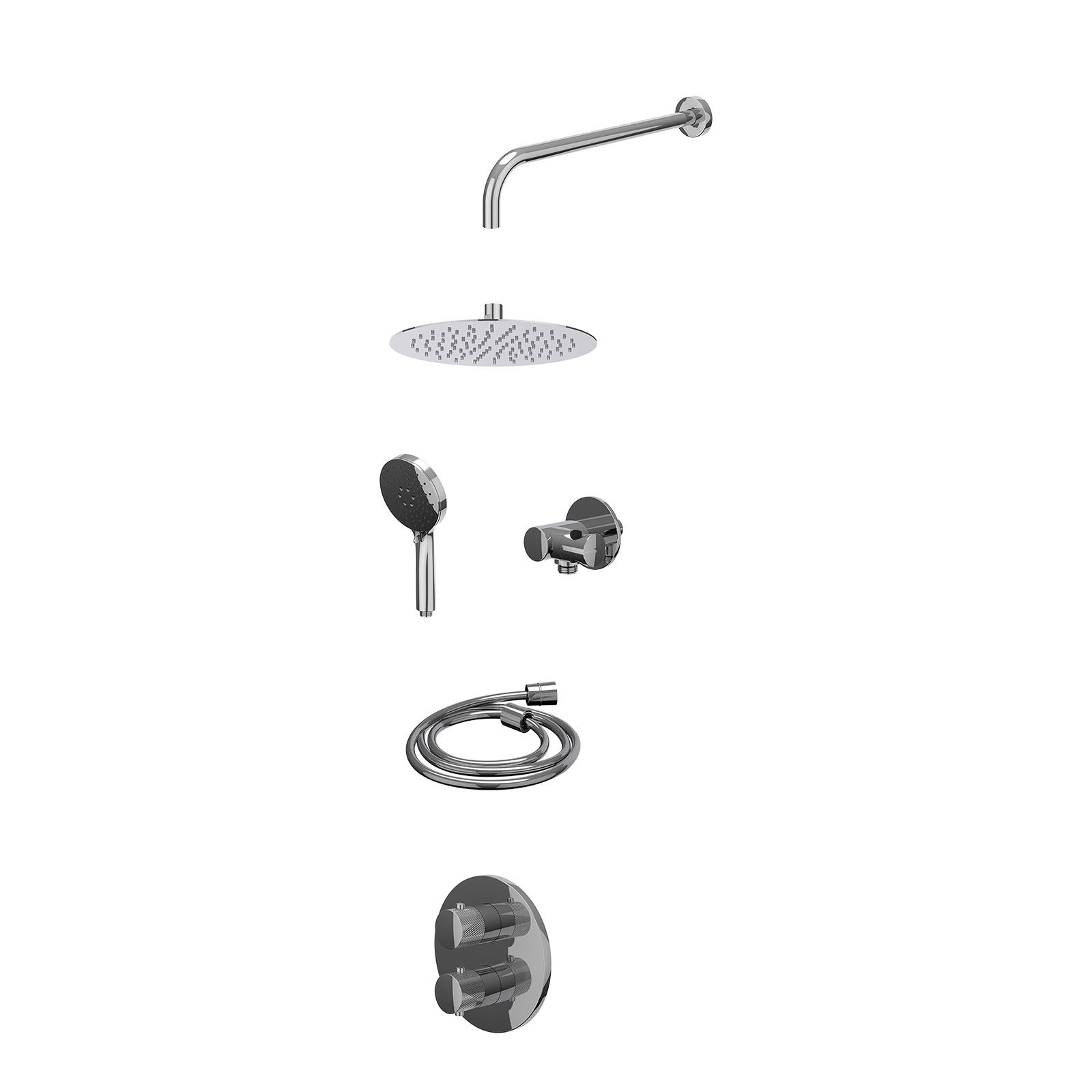 IVY Nexus Regendoucheset inbouw 2-weg - 25cm slim - wandarm - verstelbare steun - 3-standen - excl. inbouwbox - Chroom