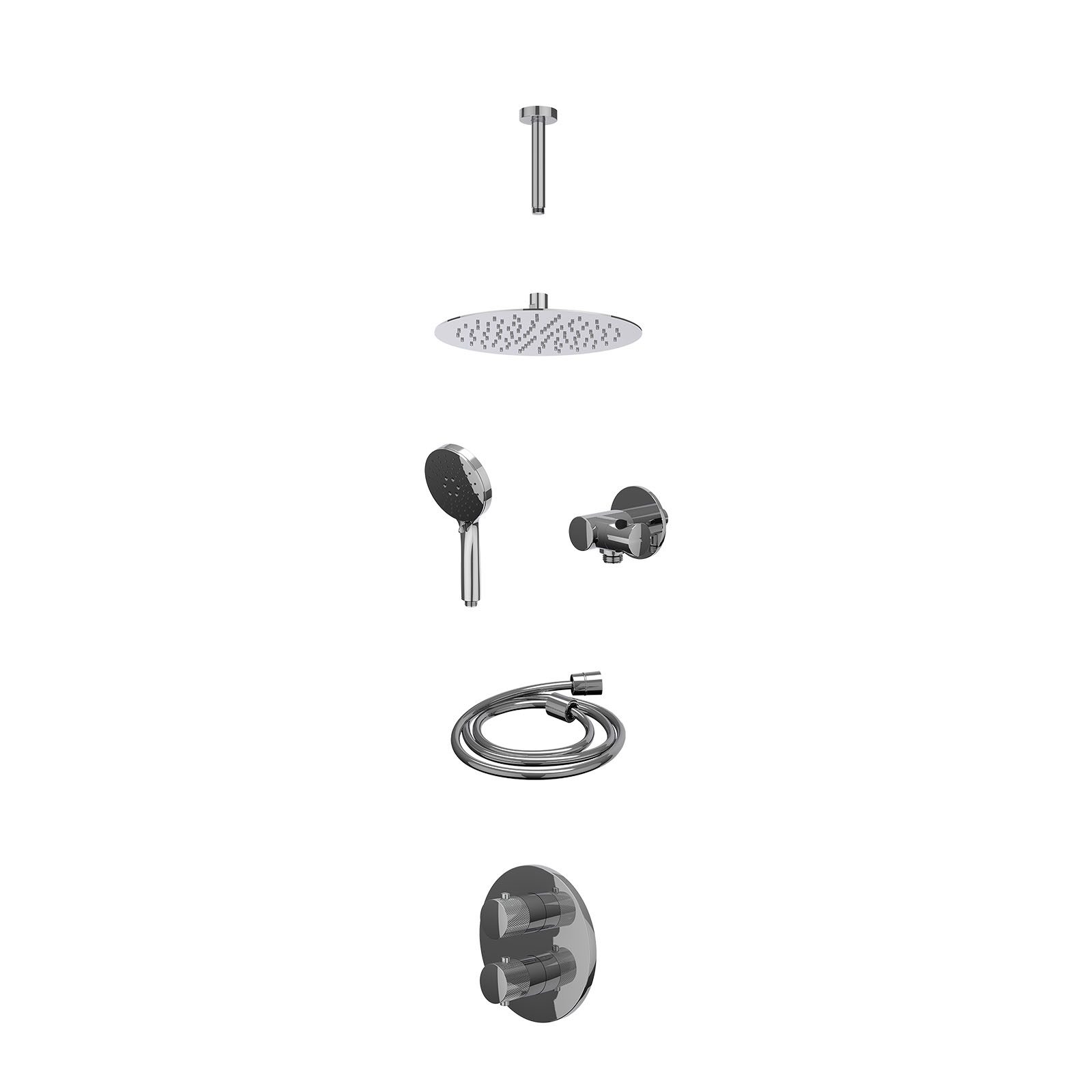 IVY Nexus Regendoucheset inbouw 2-weg - 25cm slim - plafond 15cm - verstelbare steun - 3-standen - excl. inbouwbox - Chroom
