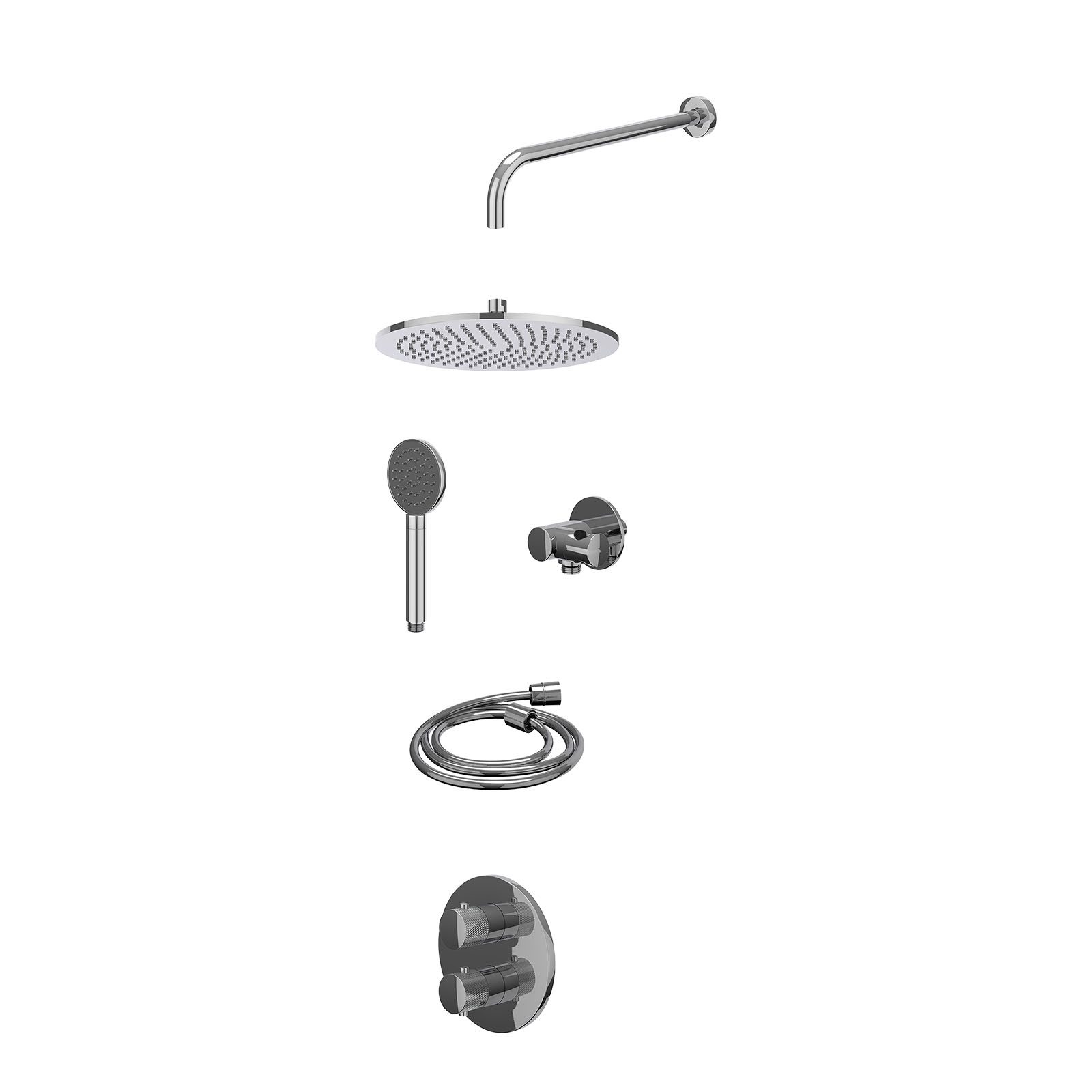 IVY Nexus Regendoucheset inbouw 2-weg - 30cm medium - wandarm - verstelbare steun - satin spray - excl. inbouwbox - Chroom