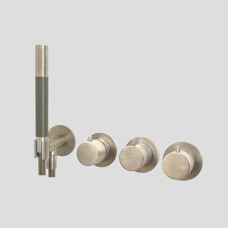 Lagoo Inbouw bad thermostaat Tripple7 en Handdouche 2273 – Brushed Nickel - G2273BN