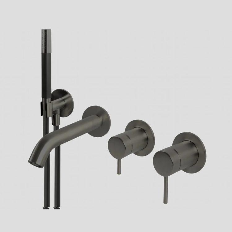 Lagoo Inbouw badmengkraan met uitloop en omstel 3206 – Brushed Gun Metal - G3206GM