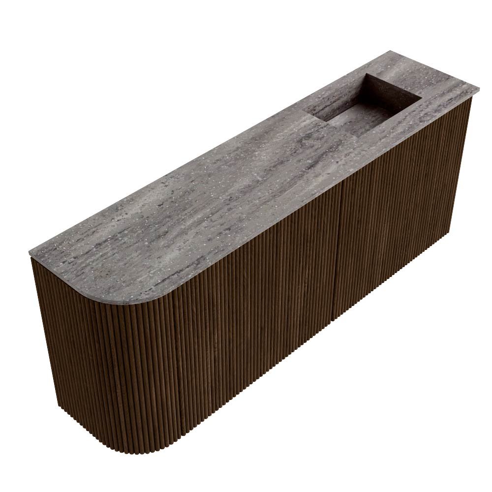 Mondiaz Toiletmeubel Joya Dlux Walnut - 101.6 cm - Wastafel FAYE Saba - Zonder kraangat(en) - Solid Surface - Met spoelbak Rechts - Afbeelding 6