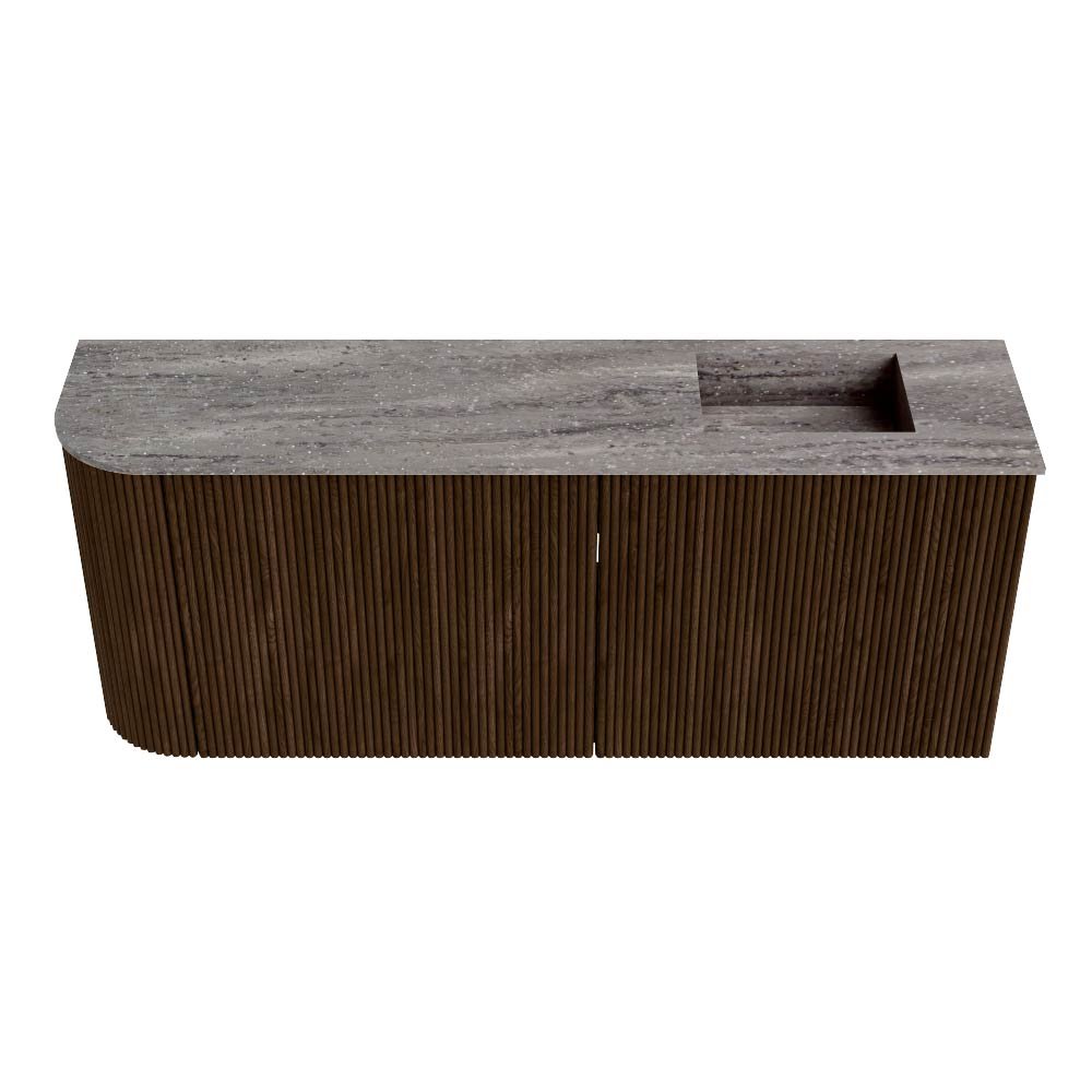 Mondiaz Toiletmeubel Joya Dlux Walnut - 101.6 cm - Wastafel FAYE Saba - Zonder kraangat(en) - Solid Surface - Met spoelbak Rechts - Afbeelding 7