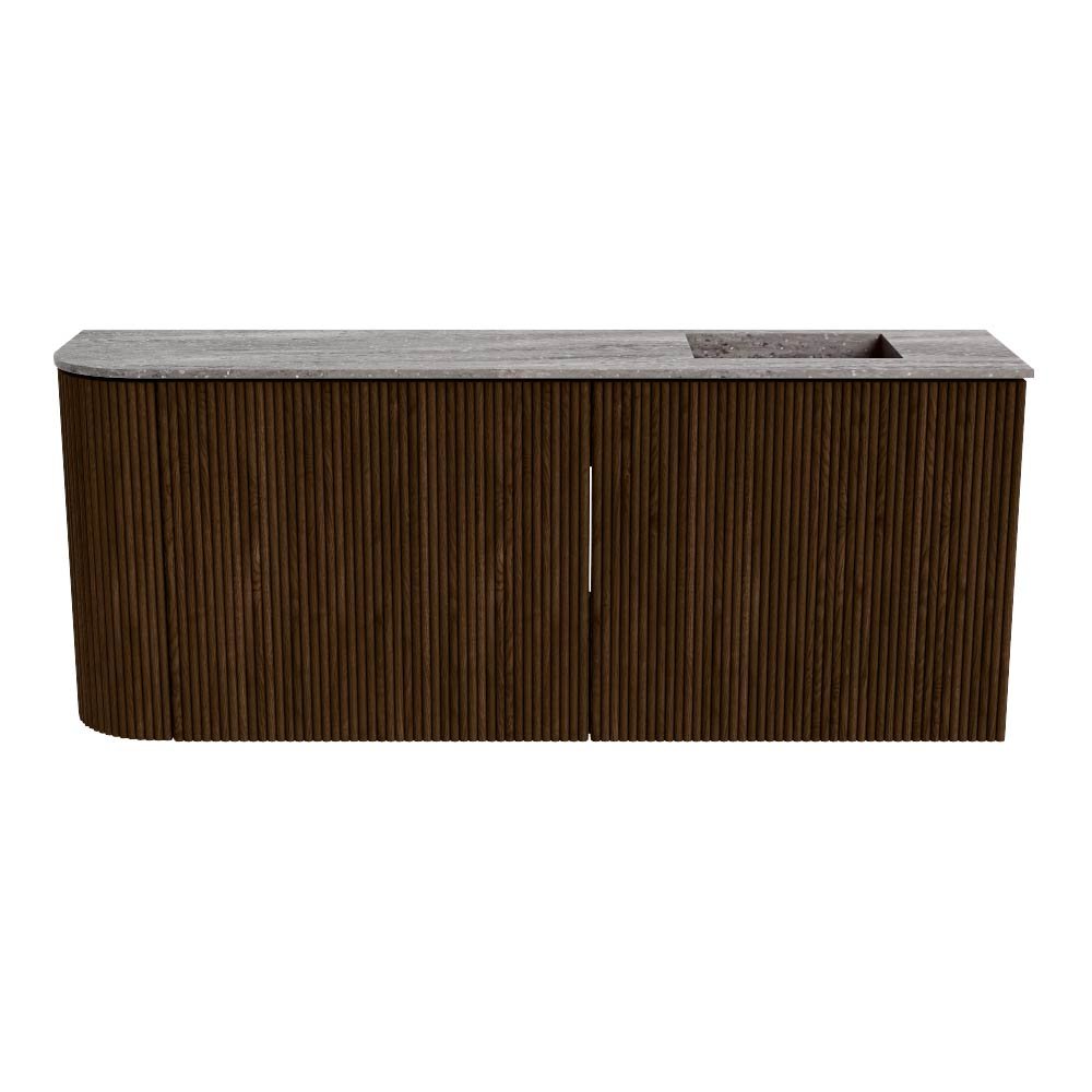 Mondiaz Toiletmeubel Joya Dlux Walnut - 101.6 cm - Wastafel FAYE Saba - Zonder kraangat(en) - Solid Surface - Met spoelbak Rechts - Afbeelding 8
