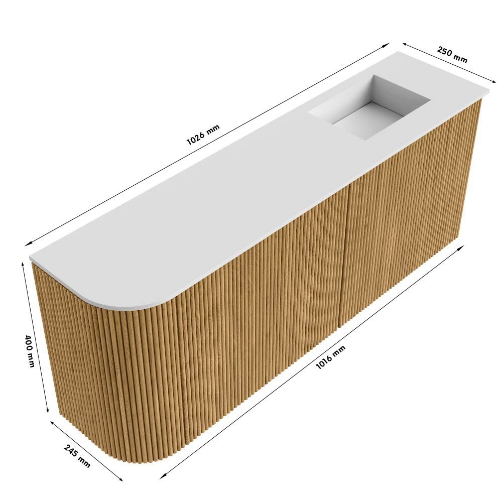 Mondiaz Toiletmeubel Joya Dlux Walnut - 101.6 cm - Wastafel FAYE Saba - Zonder kraangat(en) - Solid Surface - Met spoelbak Rechts - Afbeelding 10