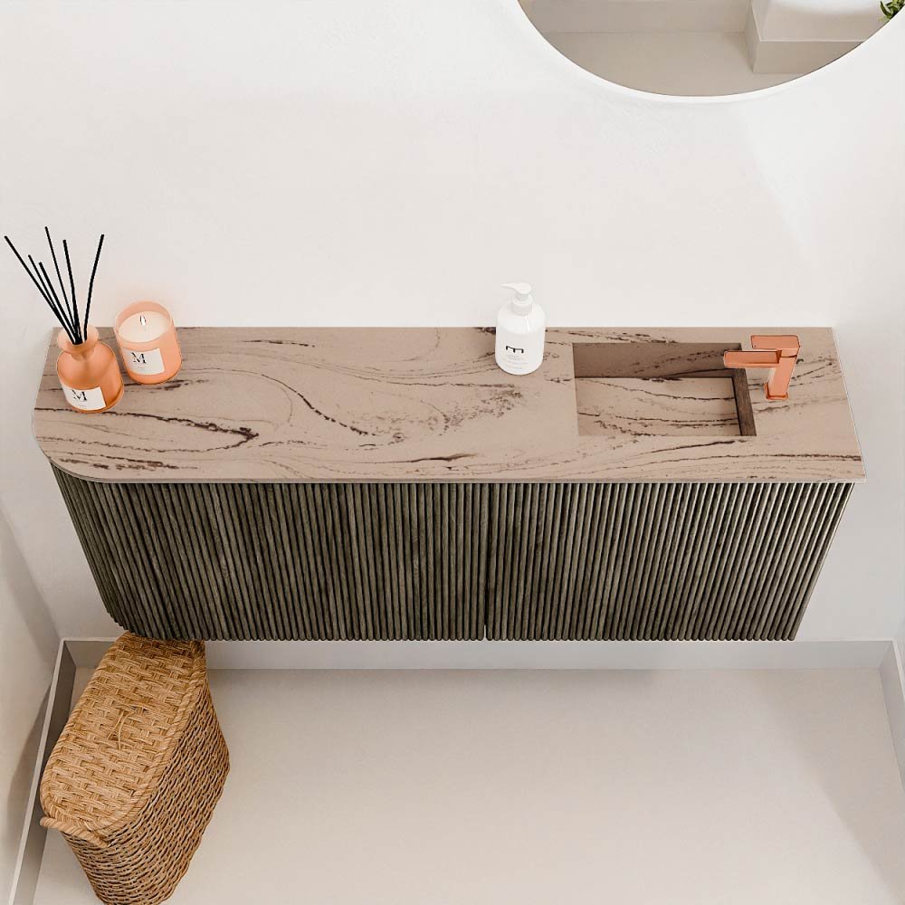 Mondiaz Toiletmeubel Joya Dlux Shadow - 101.6 cm - Wastafel FAYE Arena - 1 kraangat - Solid Surface - Met spoelbak Rechts - Afbeelding 3