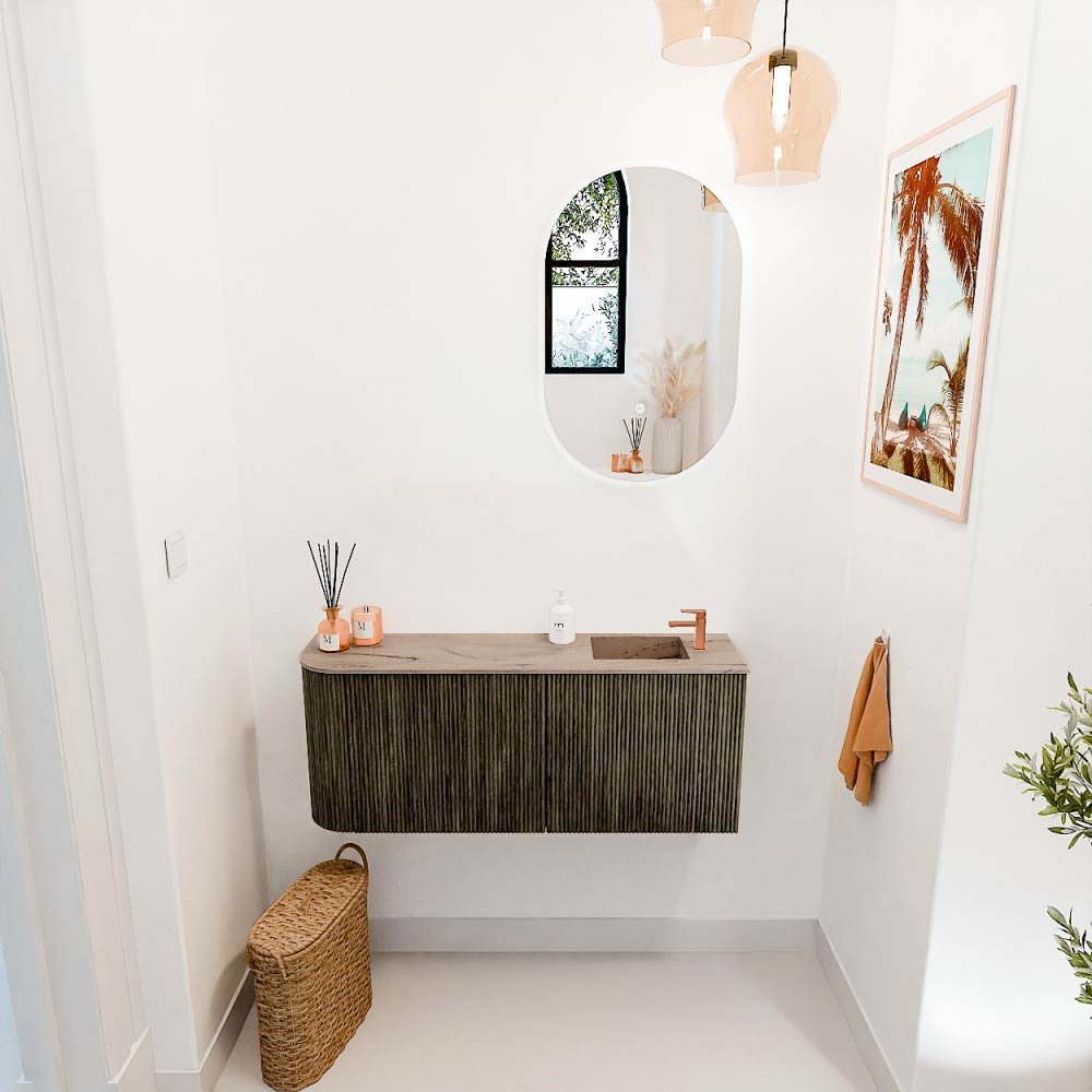Mondiaz Toiletmeubel Joya Dlux Shadow - 101.6 cm - Wastafel FAYE Arena - 1 kraangat - Solid Surface - Met spoelbak Rechts - Afbeelding 4