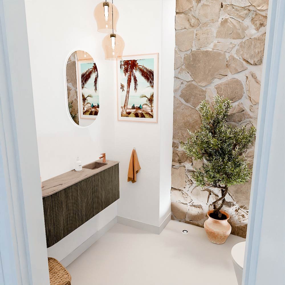 Mondiaz Toiletmeubel Joya Dlux Shadow - 101.6 cm - Wastafel FAYE Arena - 1 kraangat - Solid Surface - Met spoelbak Rechts - Afbeelding 5